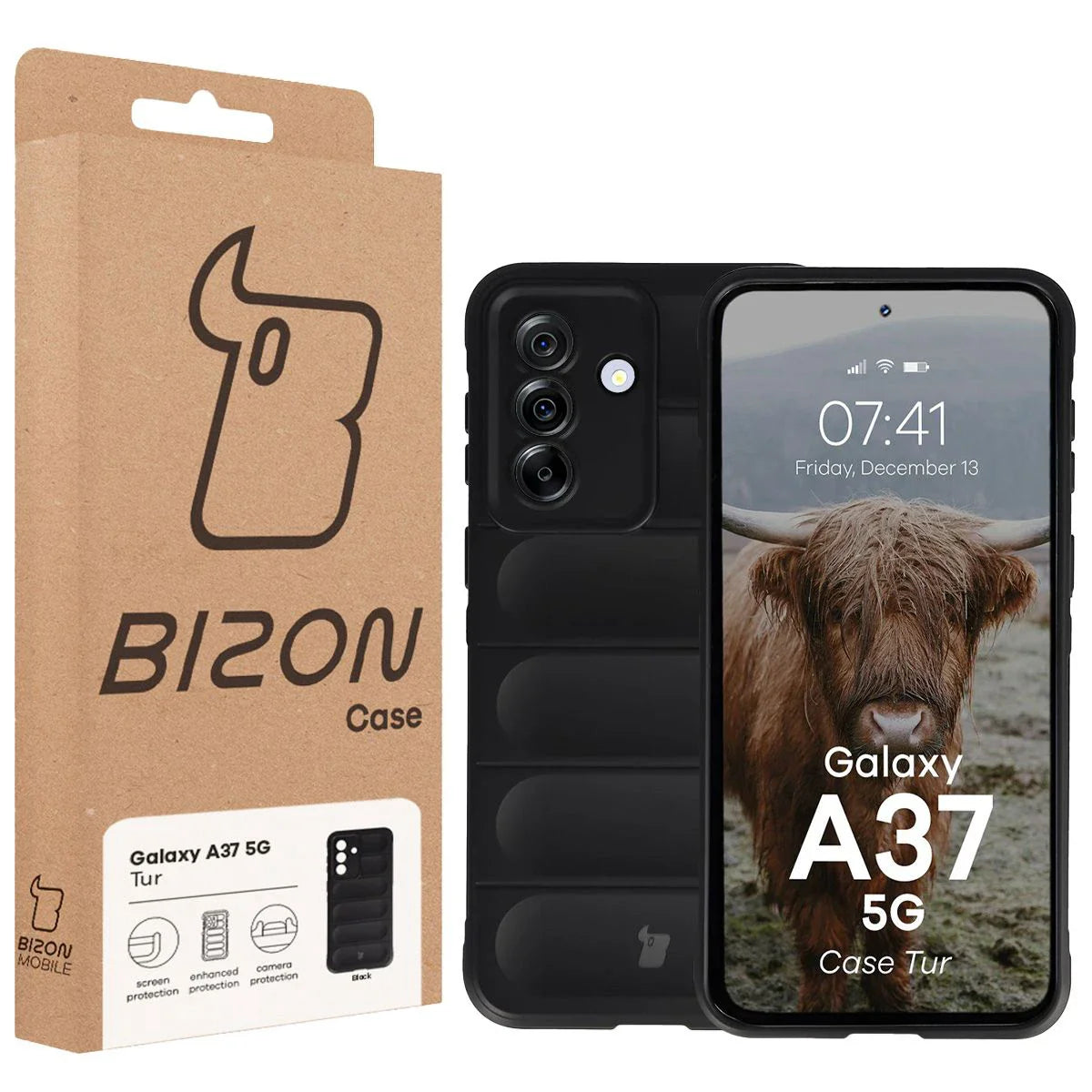 Robuste Handyhülle für Galaxy A37 5G, Bizon Case Tur, Schwarz