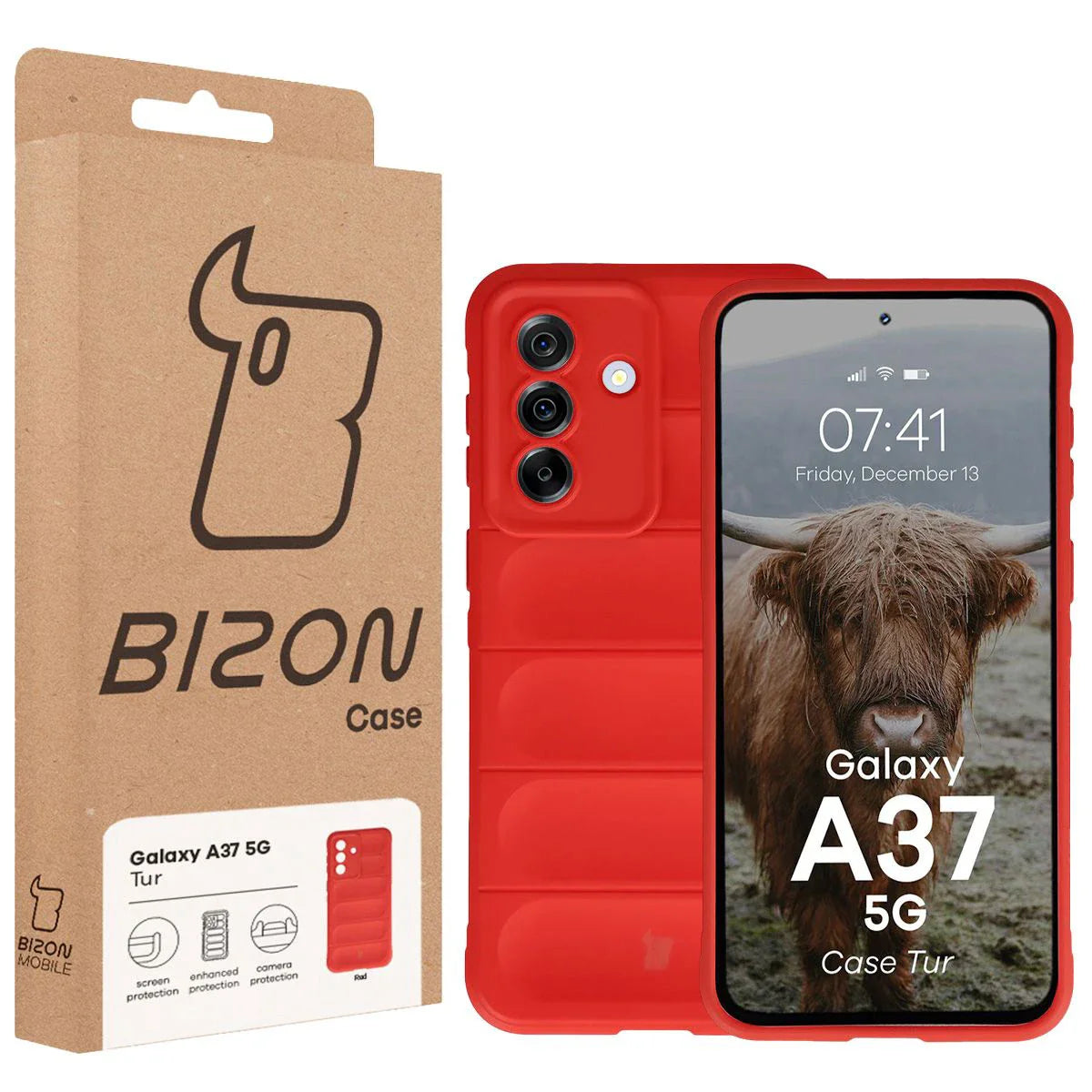 Robuste Handyhülle für Galaxy A37 5G, Bizon Case Tur, Rot