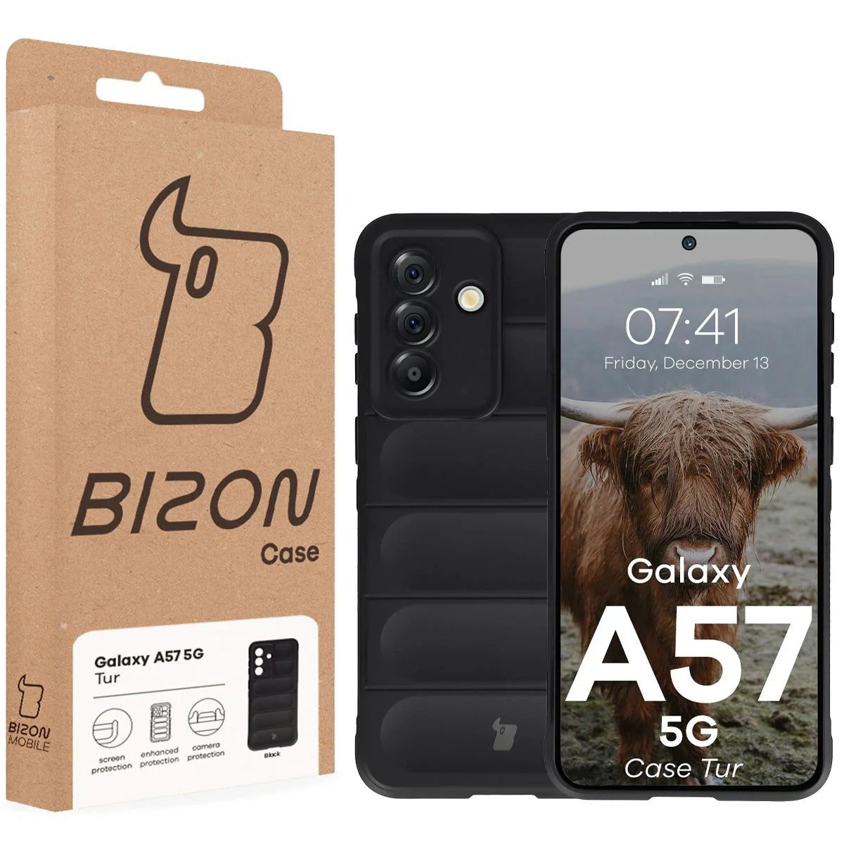 Robuste Handyhülle für Galaxy A57 5G, Bizon Case Tur, Schwarz