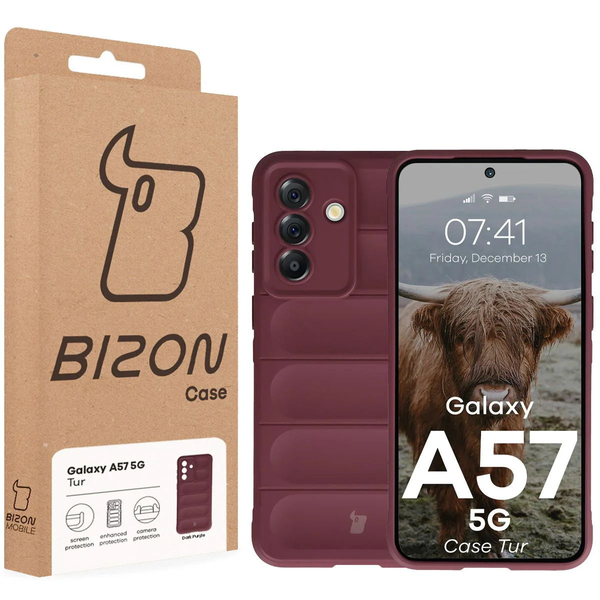Robuste Handyhülle für Galaxy A57 5G, Bizon Case Tur, Burgunderrot