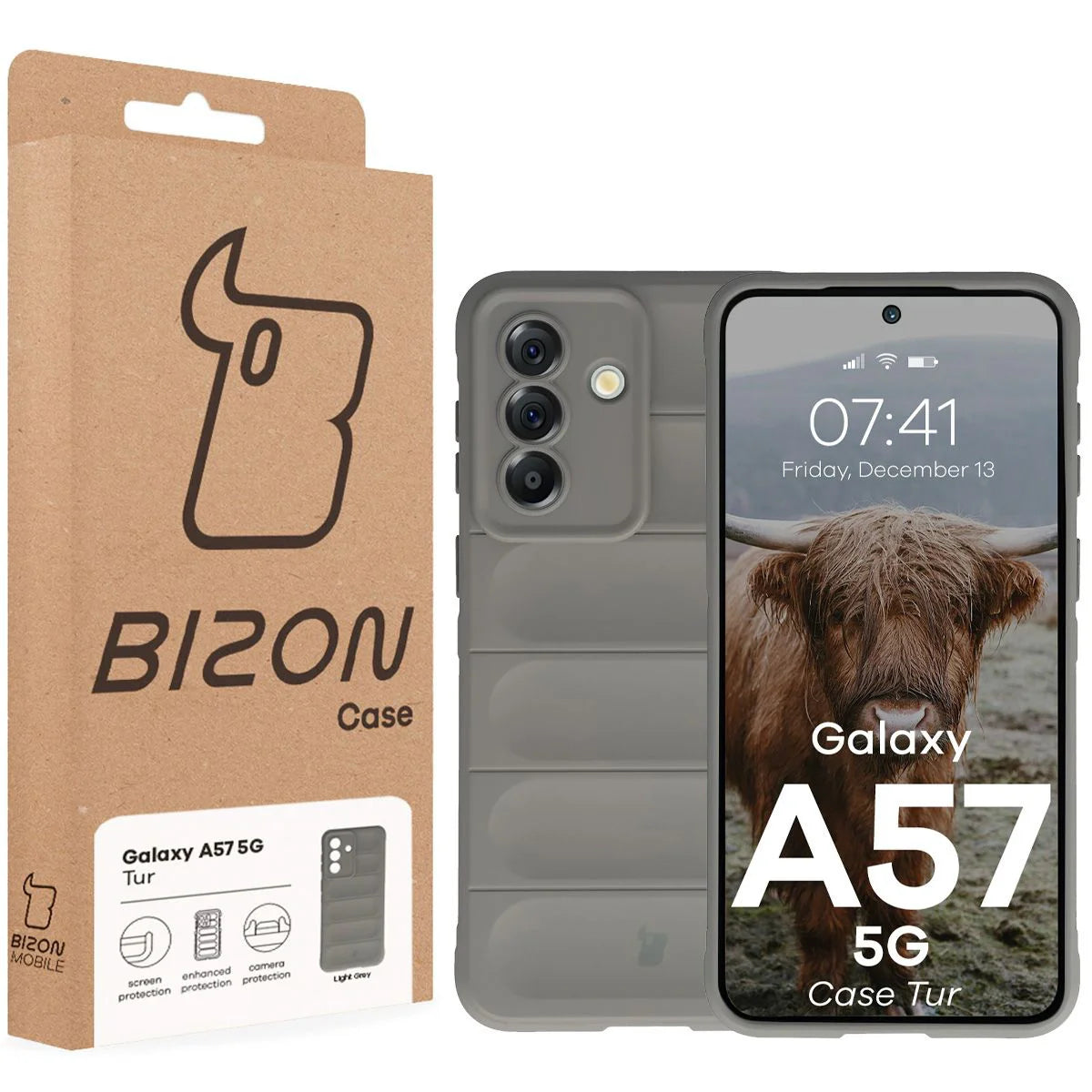 Robuste Handyhülle für Galaxy A57 5G, Bizon Case Tur, Hellgrau