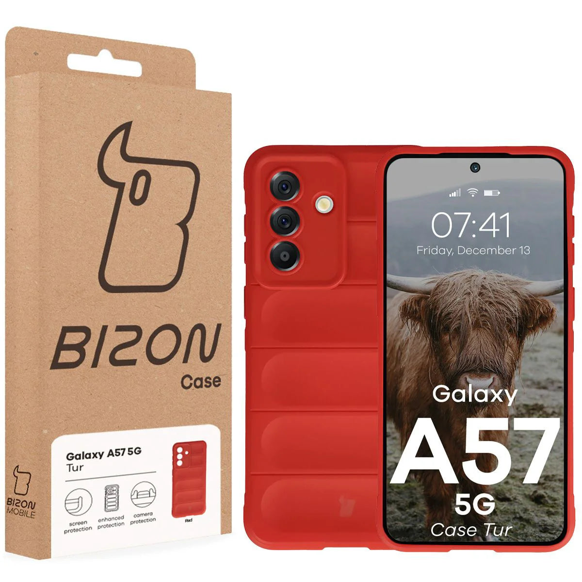 Robuste Handyhülle für Galaxy A57 5G, Bizon Case Tur, Rot