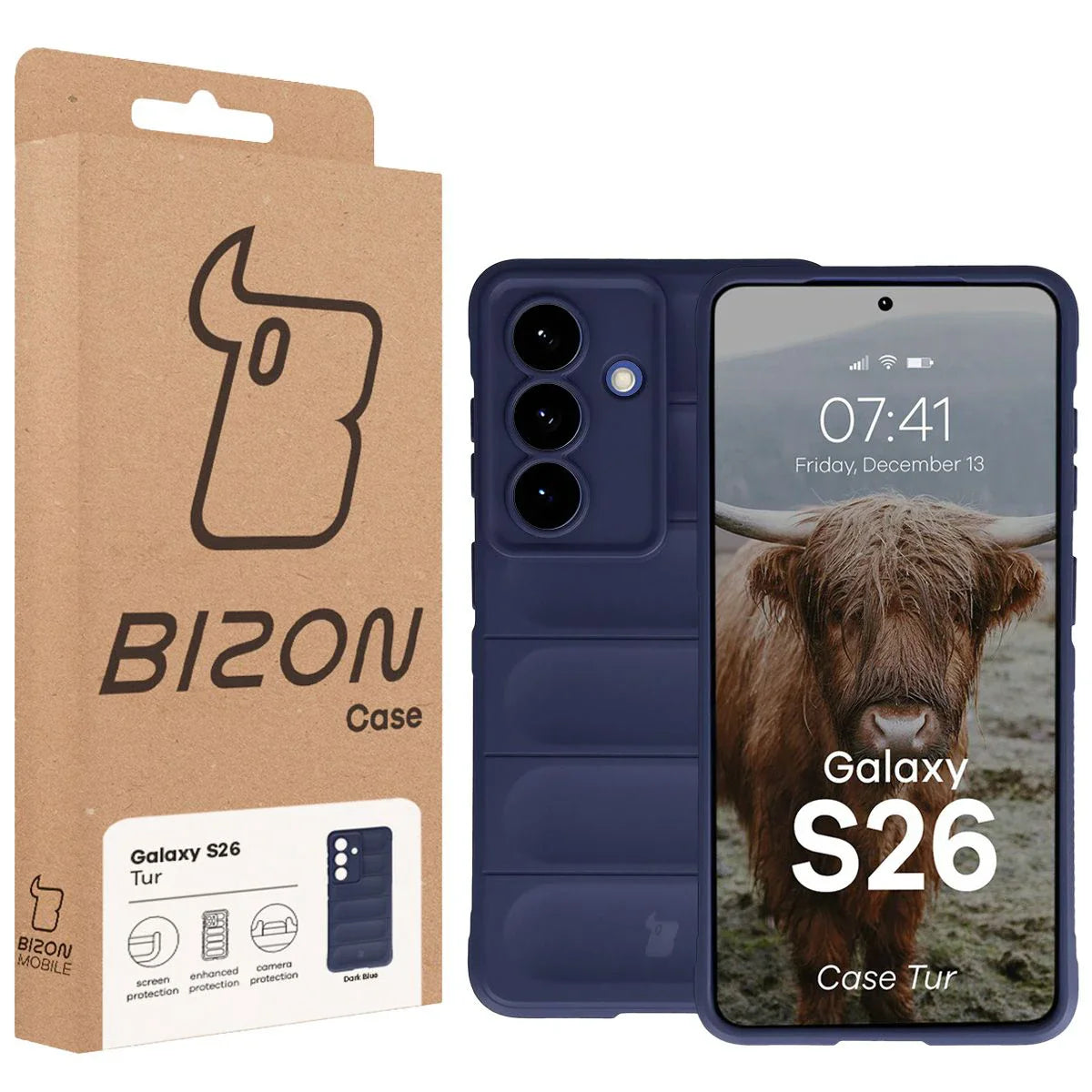 Robuste Handyhülle für Galaxy S26, Bizon Case Tur, Dunkelblau