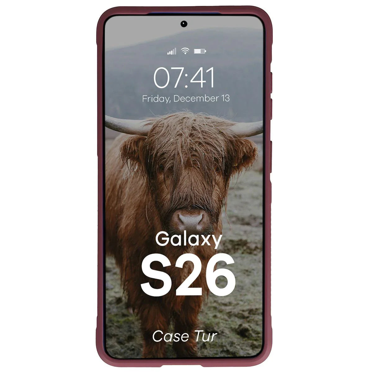 Robuste Handyhülle für Galaxy S26, Bizon Case Tur, Burgunderrot
