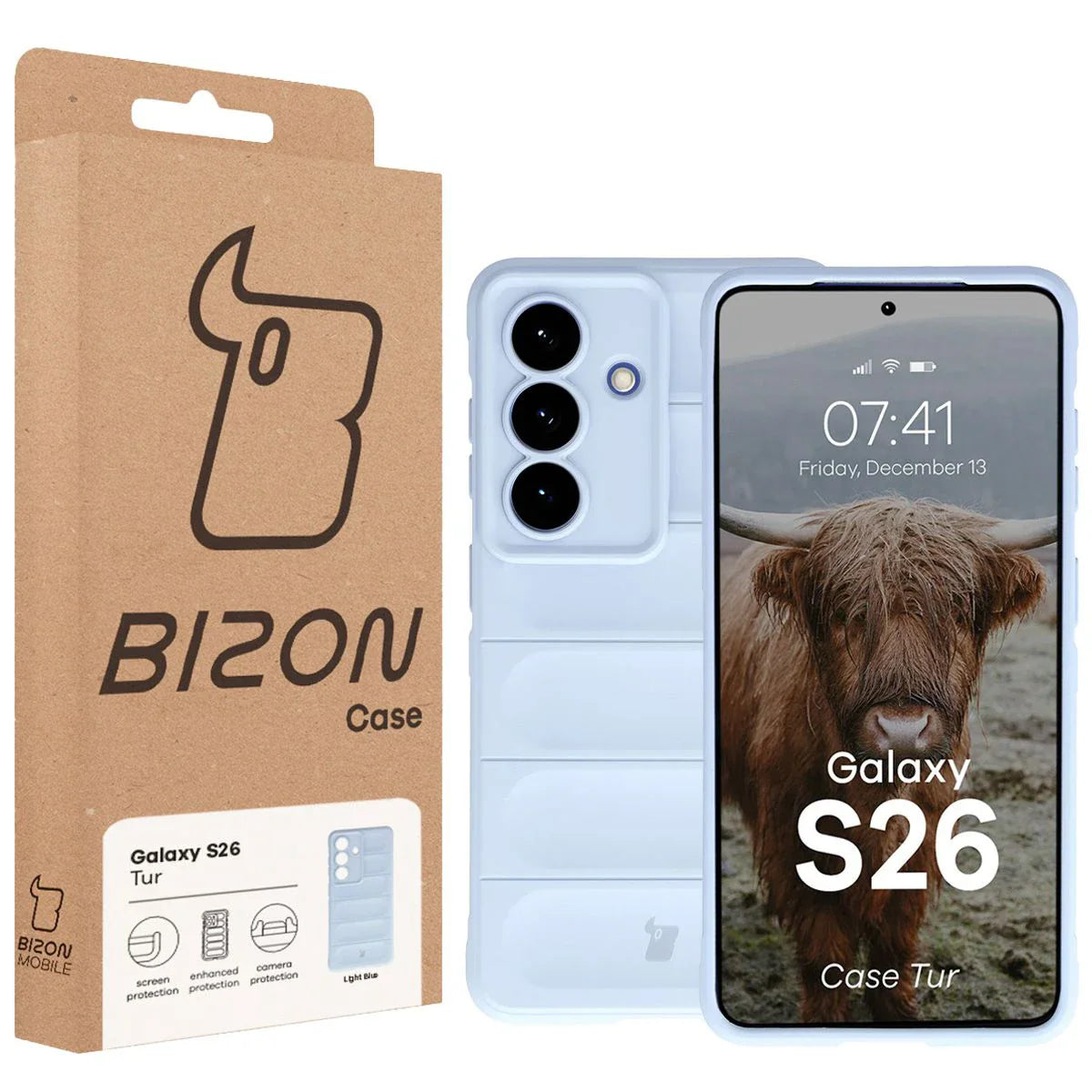 Robuste Handyhülle für Galaxy S26, Bizon Case Tur, Hellblau