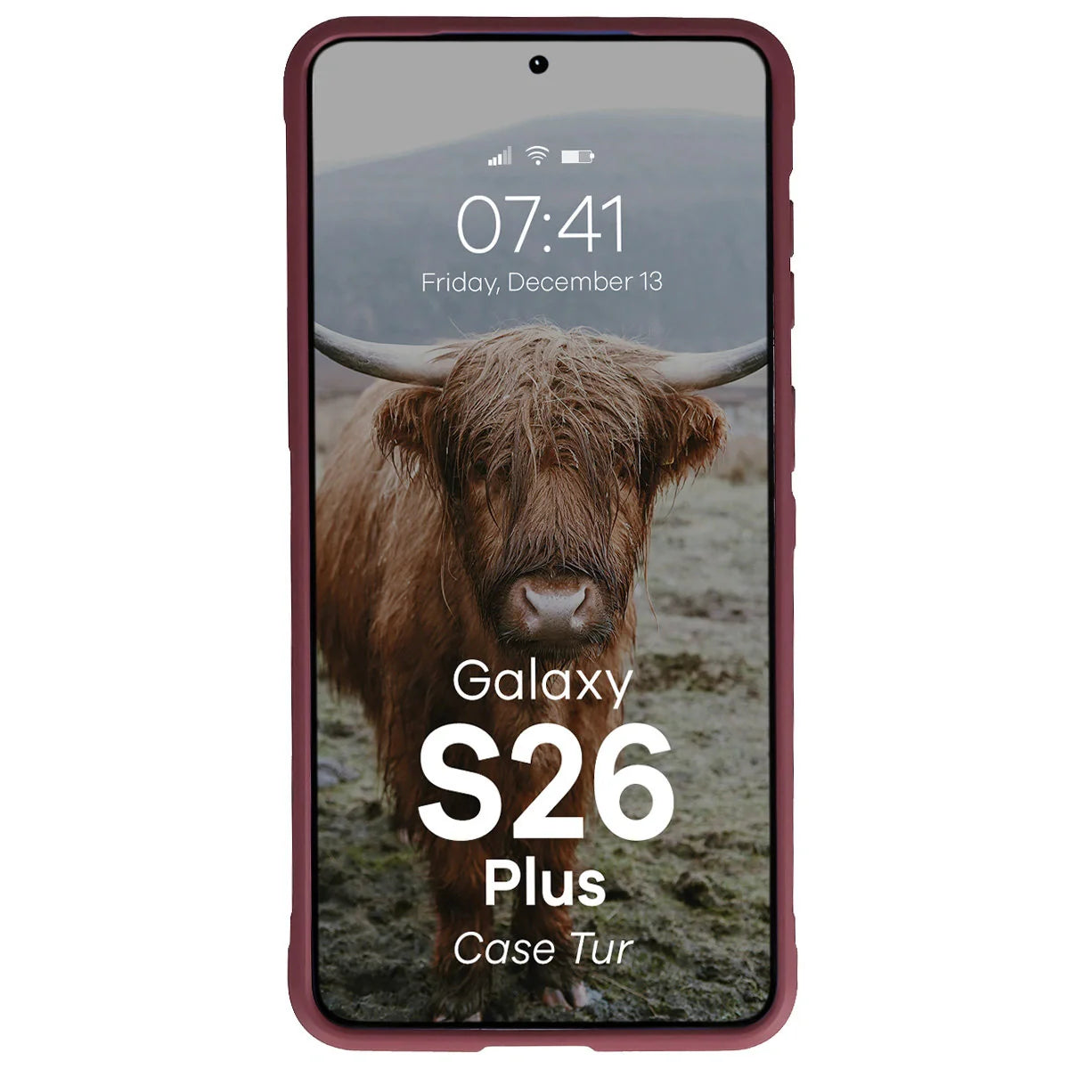 Robuste Handyhülle für Galaxy S26 Plus, Bizon Case Tur, Burgunderrot