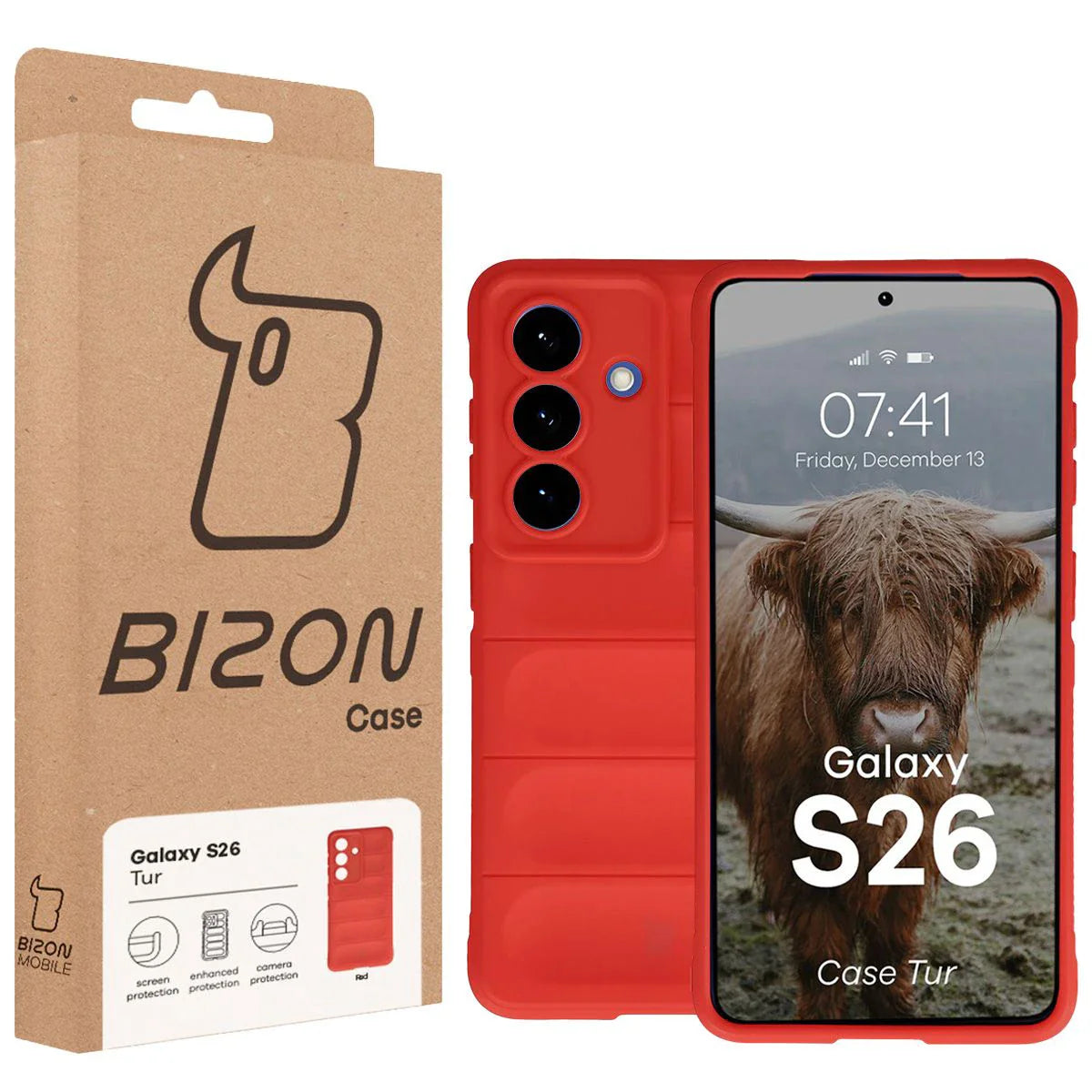 Robuste Handyhülle für Galaxy S26, Bizon Case Tur, Rot