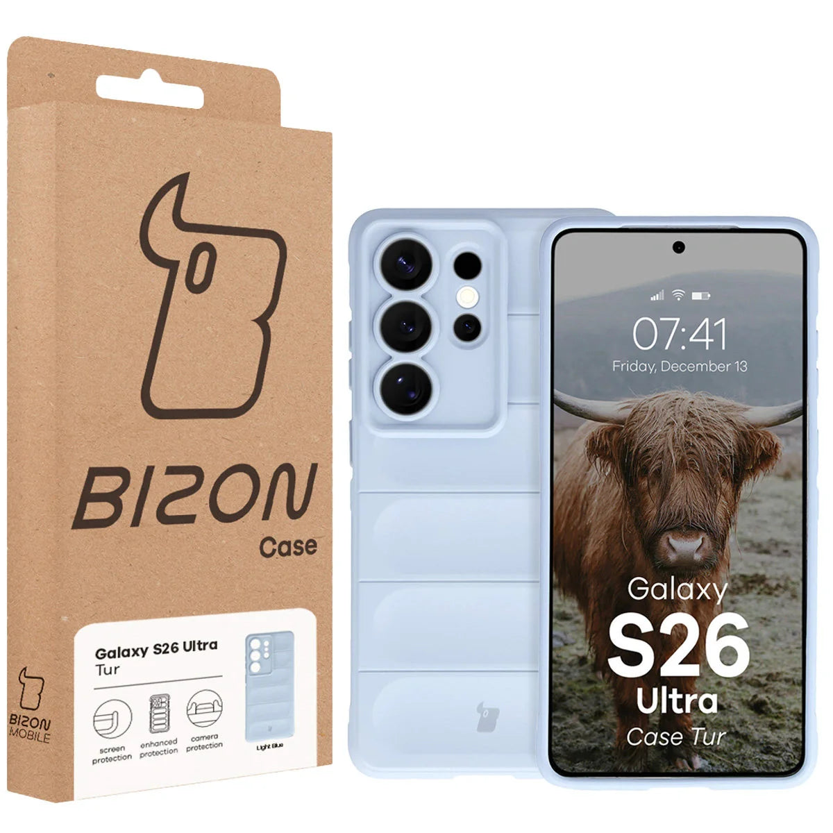 Robuste Handyhülle für Galaxy S26 Ultra, Bizon Case Tur, Hellblau