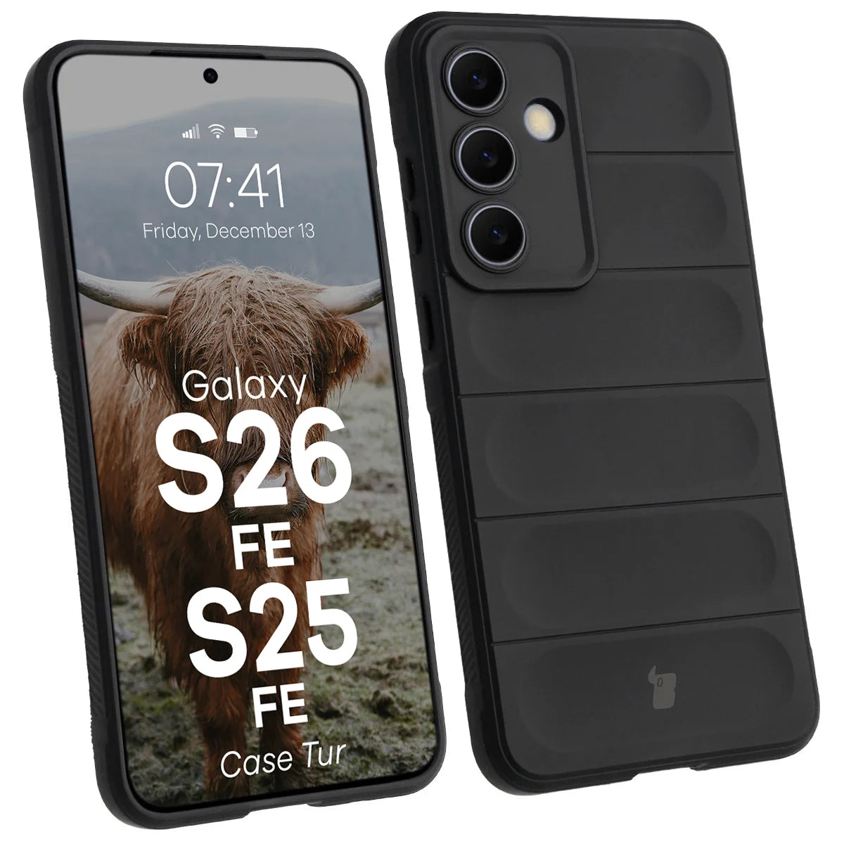 Robuste Handyhülle für Galaxy S26 FE/S25 FE, Bizon Case Tur, Schwarz