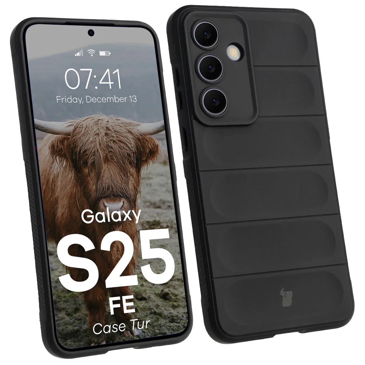 Robuste Handyhülle für Galaxy S25 FE, Bizon Case Tur, Schwarz