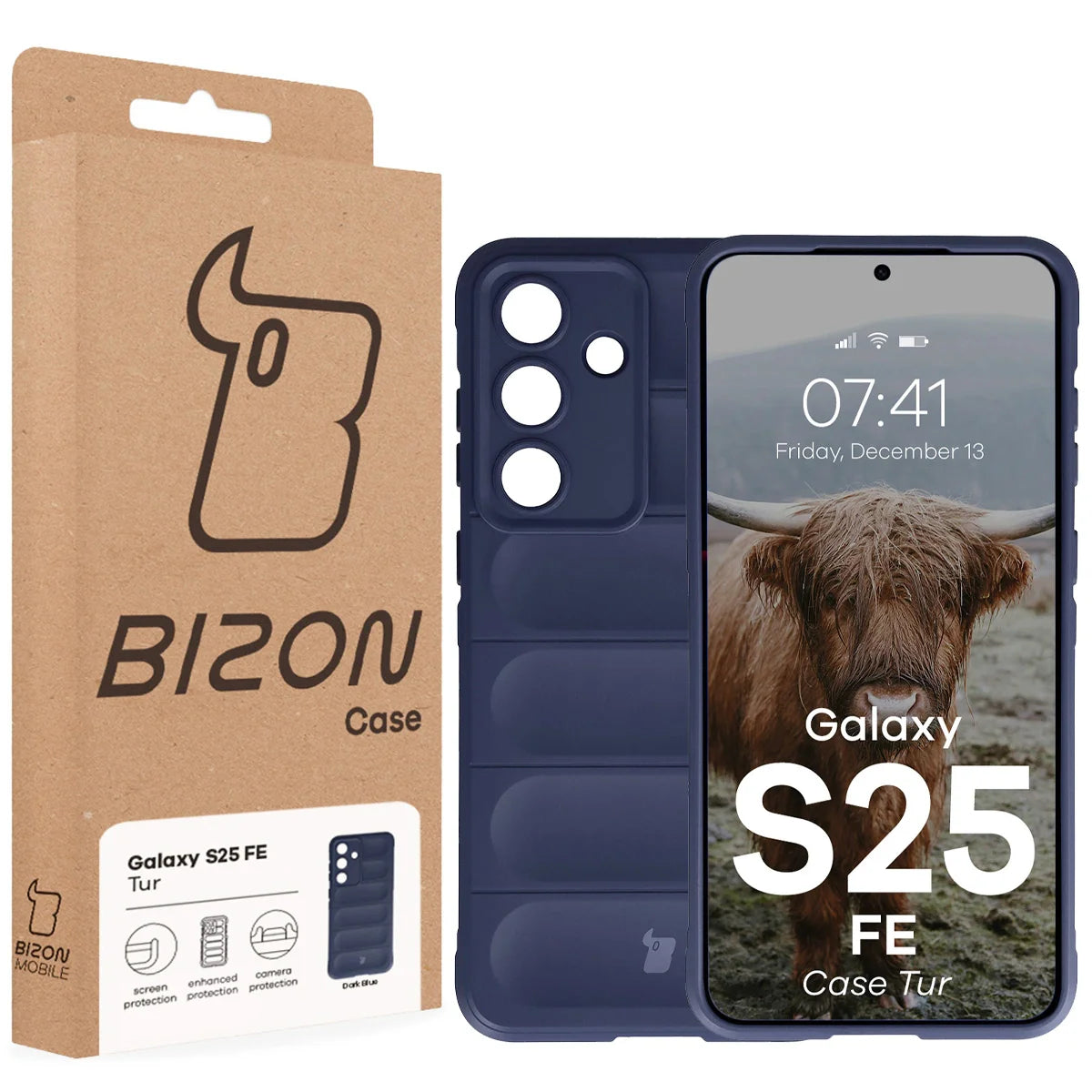 Robuste Handyhülle für Galaxy S25 FE, Bizon Case Tur, Dunkelblau