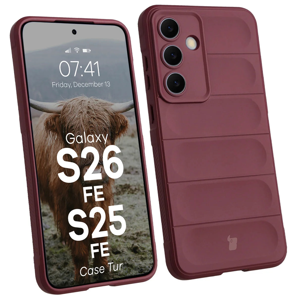 Robuste Handyhülle für Galaxy S26 FE/S25 FE, Bizon Case Tur, Burgunderrot