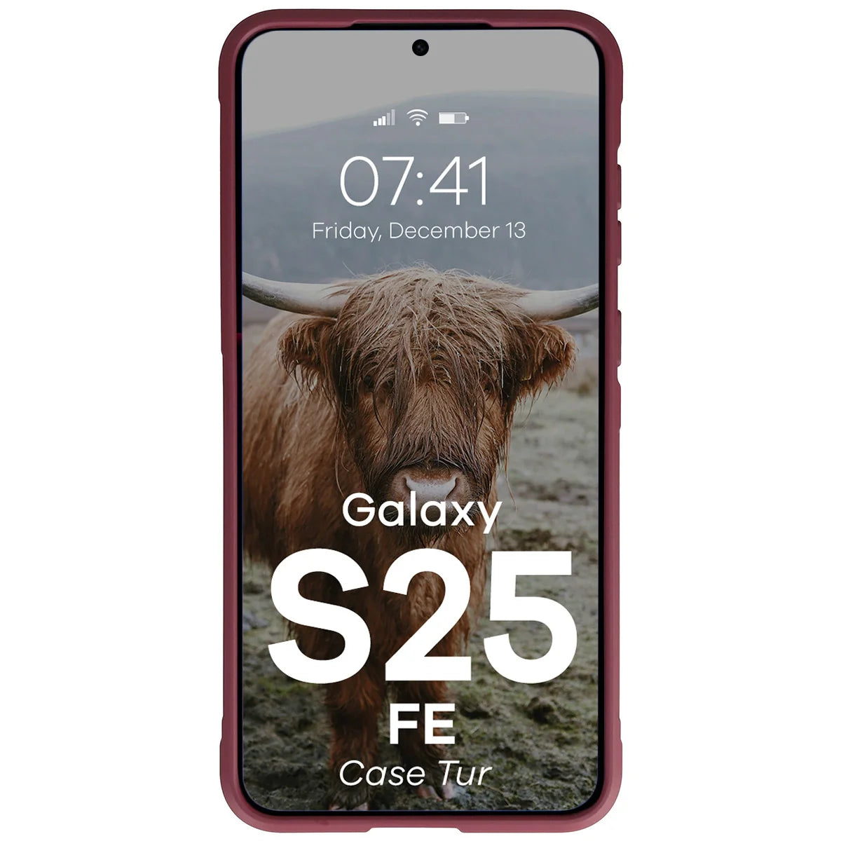 Robuste Handyhülle für Galaxy S25 FE, Bizon Case Tur, Burgunderrot