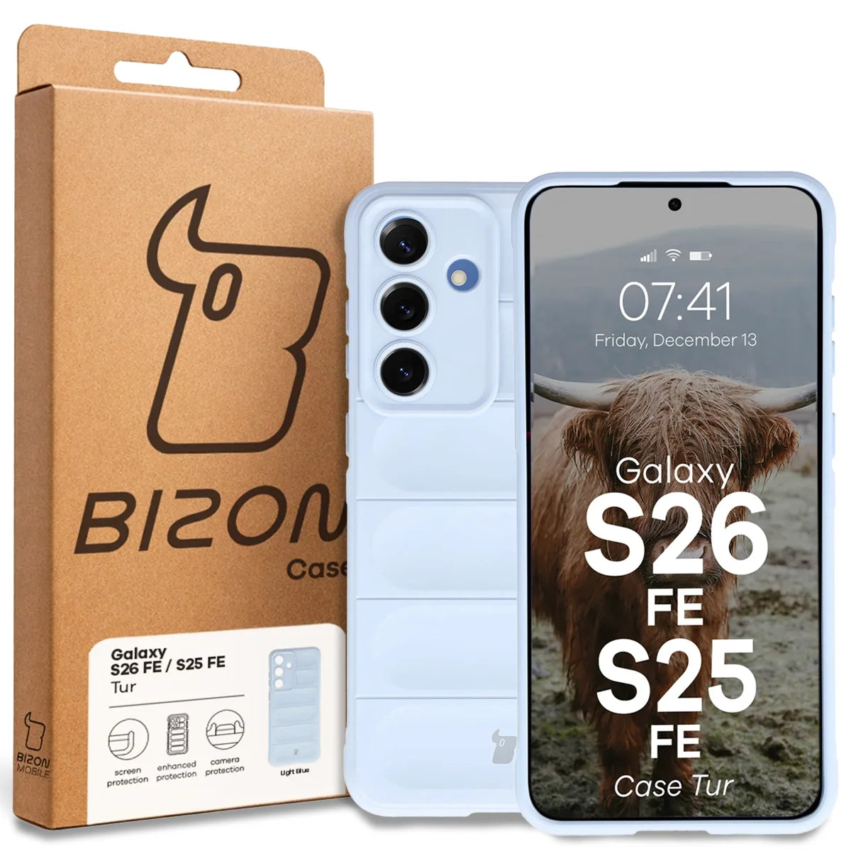 Robuste Handyhülle für Galaxy S26 FE/S25 FE, Bizon Case Tur, Hellblau