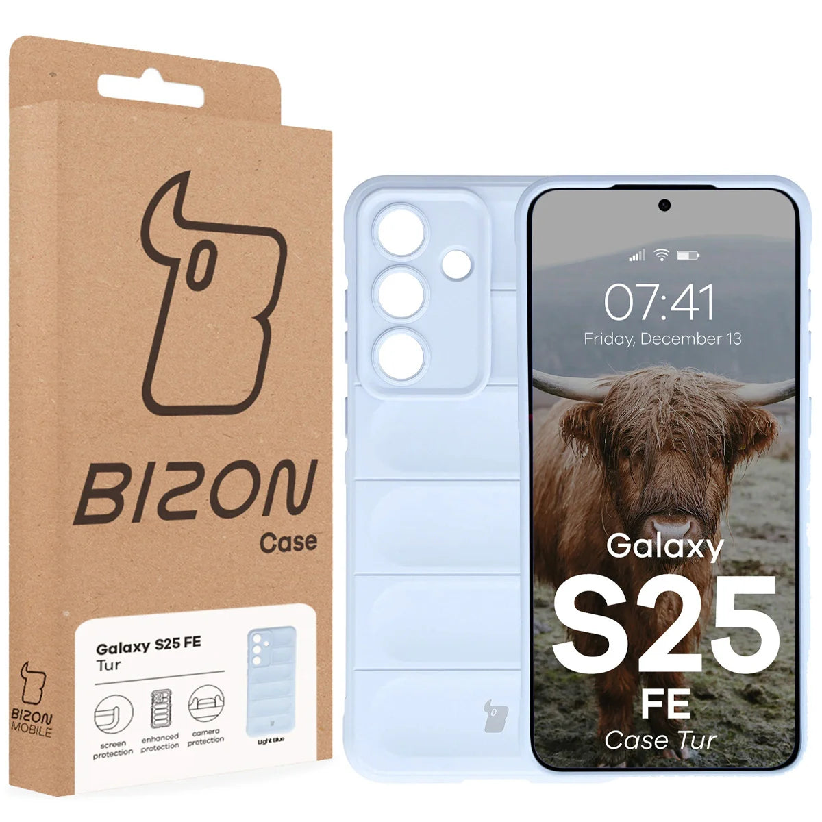 Robuste Handyhülle für Galaxy S25 FE, Bizon Case Tur, Hellblau