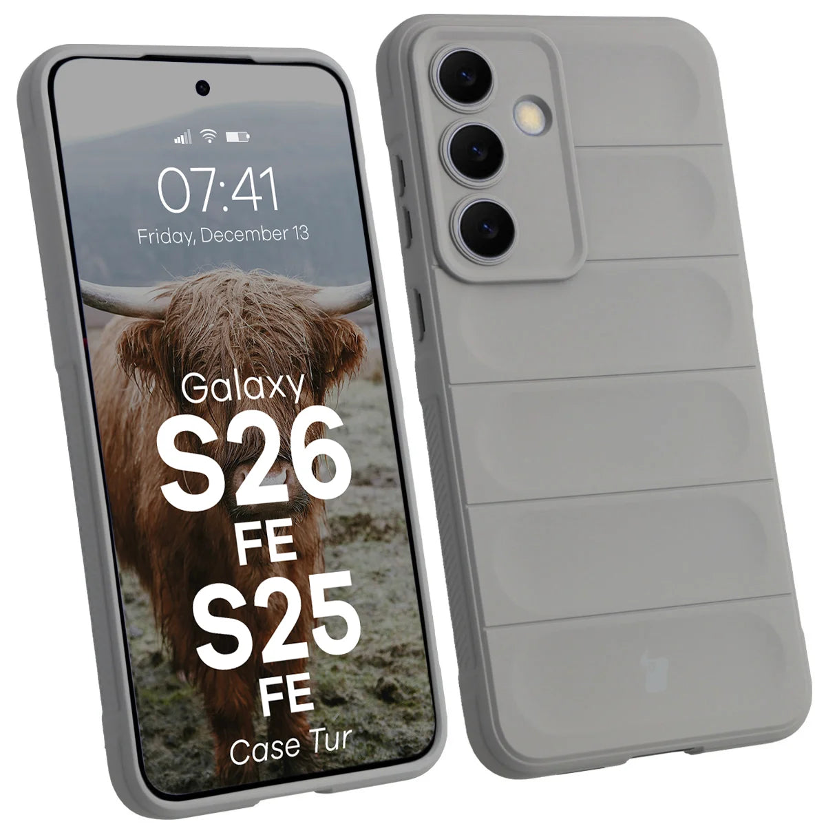 Robuste Handyhülle für Galaxy S26 FE/S25 FE, Bizon Case Tur, Hellgrau