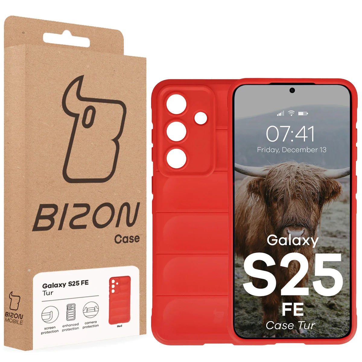 Robuste Handyhülle für Galaxy S25 FE, Bizon Case Tur, Rot