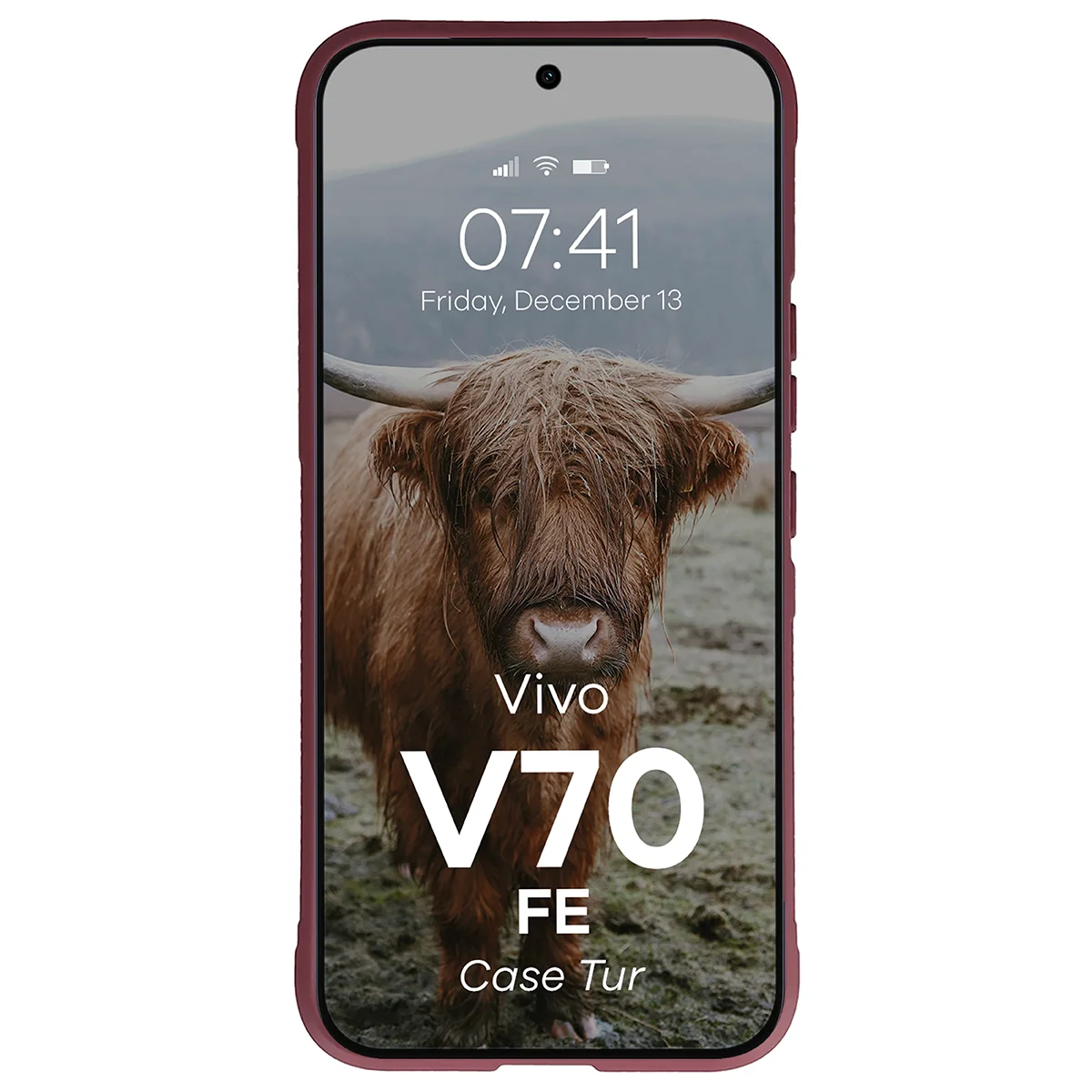 Robuste Handyhülle für Vivo V70 FE 5G, Bizon Case Tur, Burgunderrot