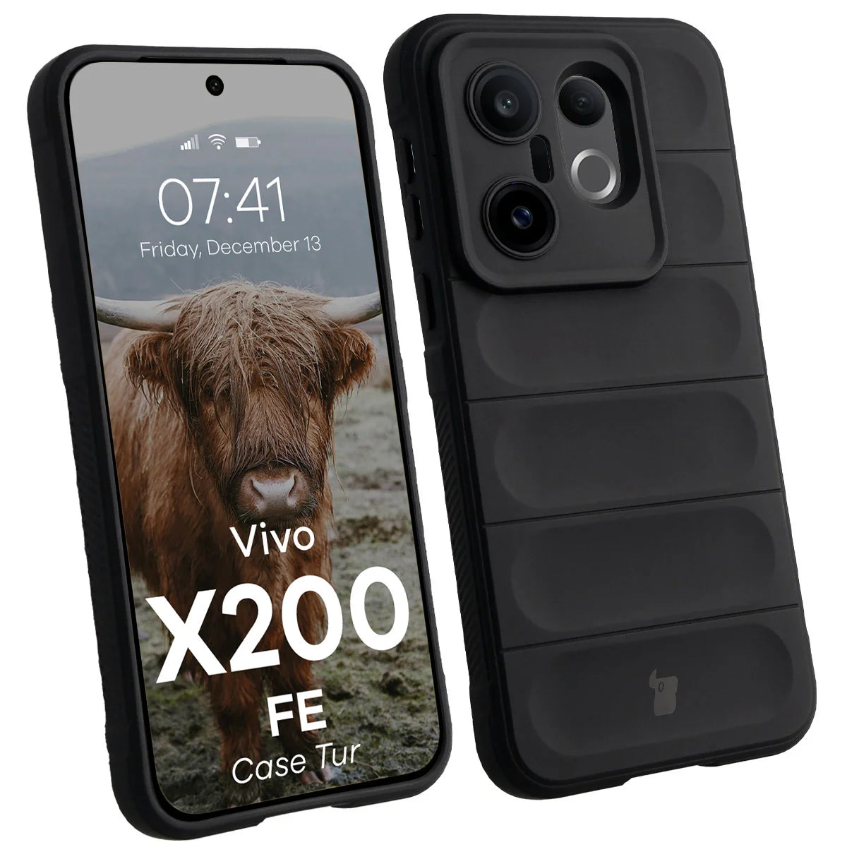 Robuste Handyhülle für Vivo X200 FE, Bizon Case Tur, Schwarz