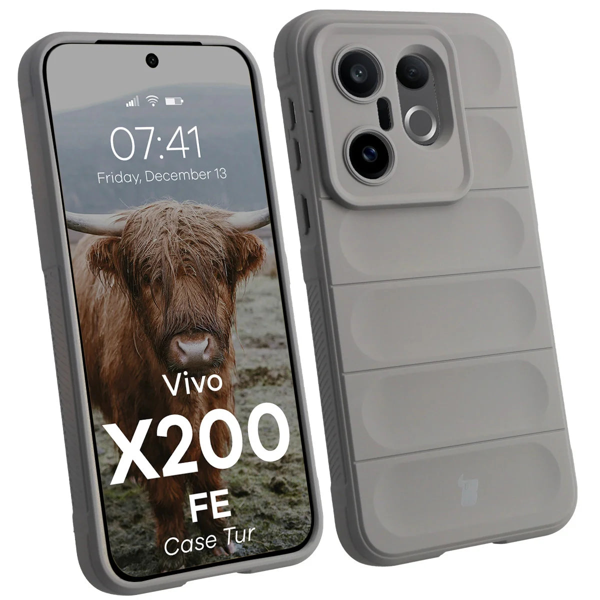 Robuste Handyhülle für Vivo X200 FE, Bizon Case Tur, Hellgrau