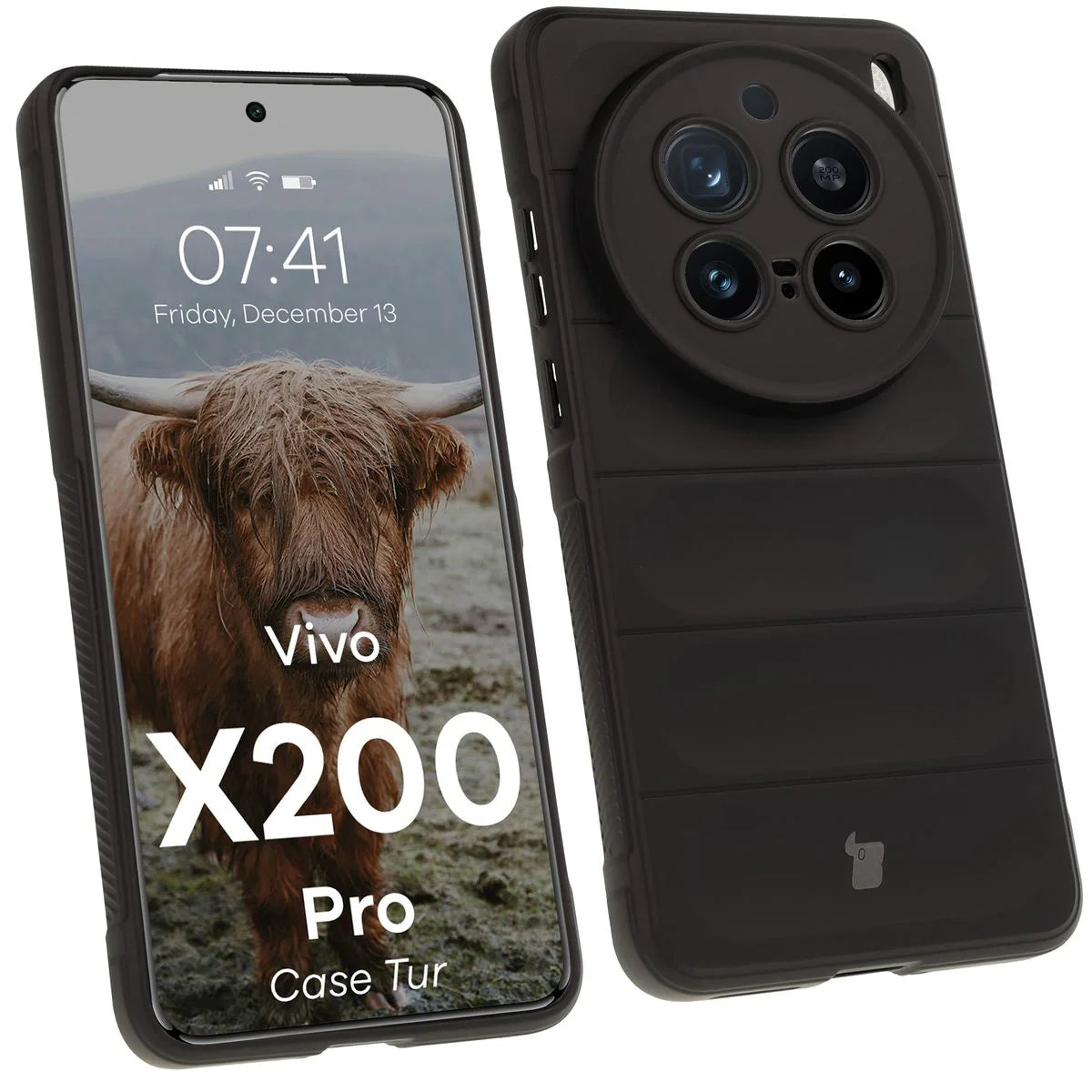 Robuste Handyhülle für Vivo X200 Pro, Bizon Case Tur, Schwarz