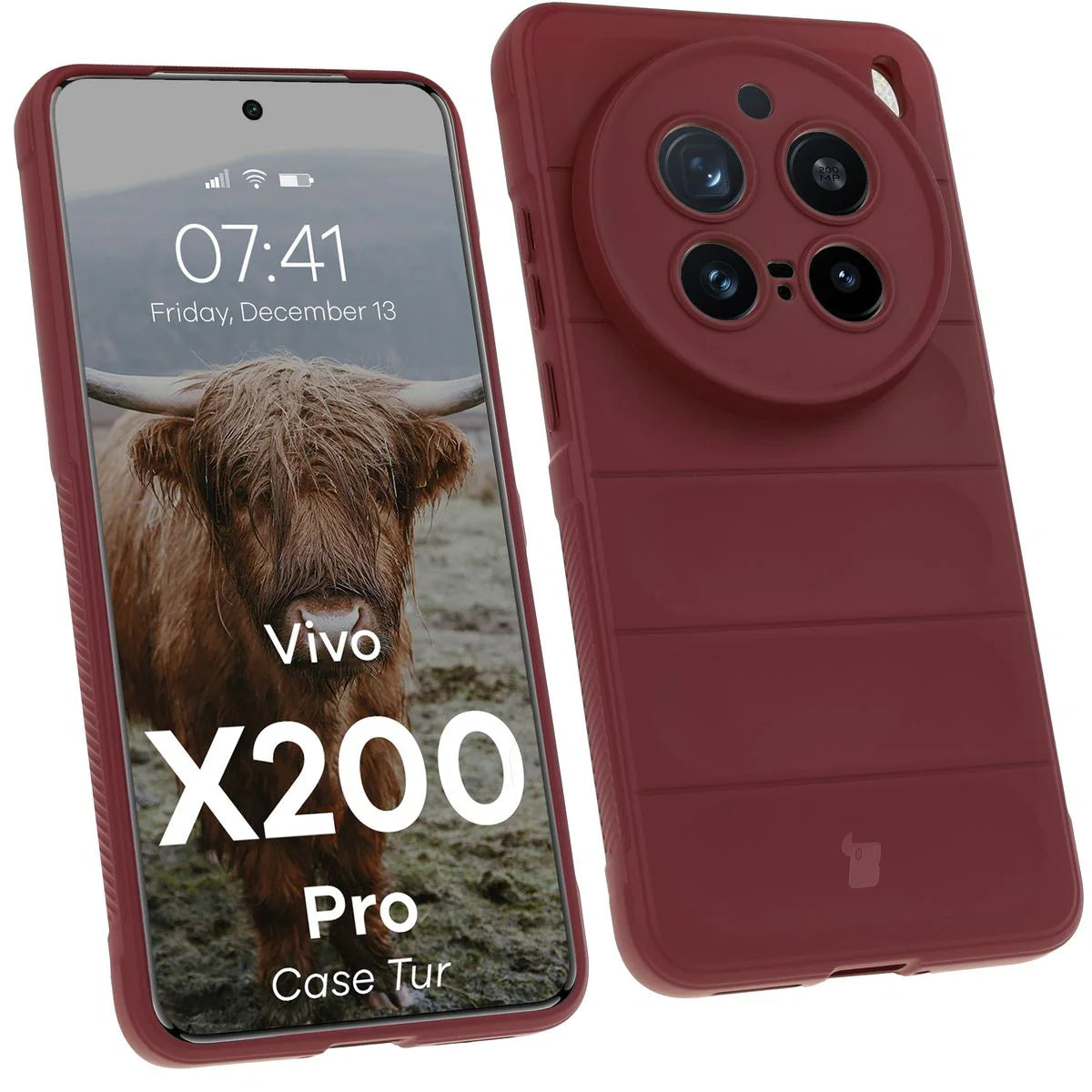 Robuste Handyhülle für Vivo X200 Pro, Bizon Case Tur, Burgunderrot