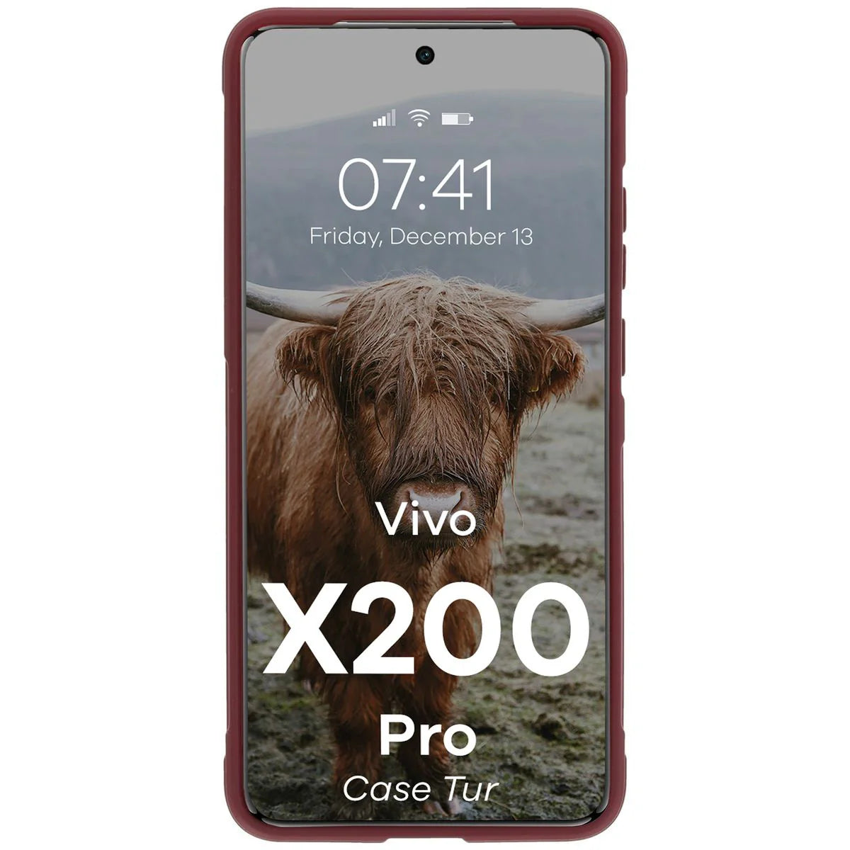 Robuste Handyhülle für Vivo X200 Pro, Bizon Case Tur, Burgunderrot