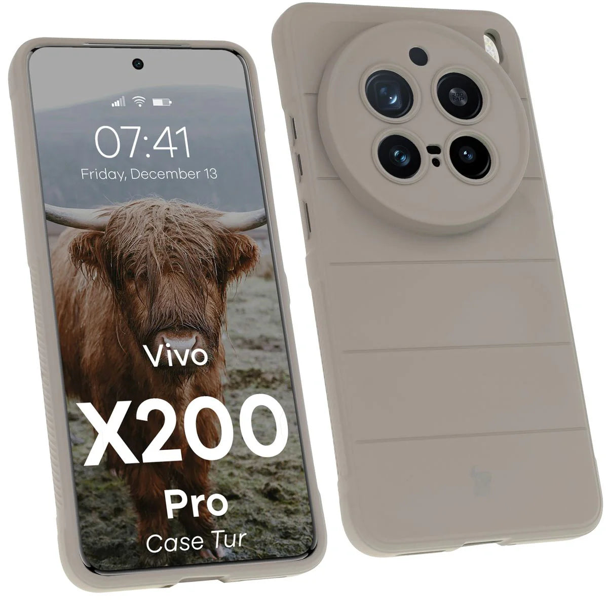 Robuste Handyhülle für Vivo X200 Pro, Bizon Case Tur, Hellgrau