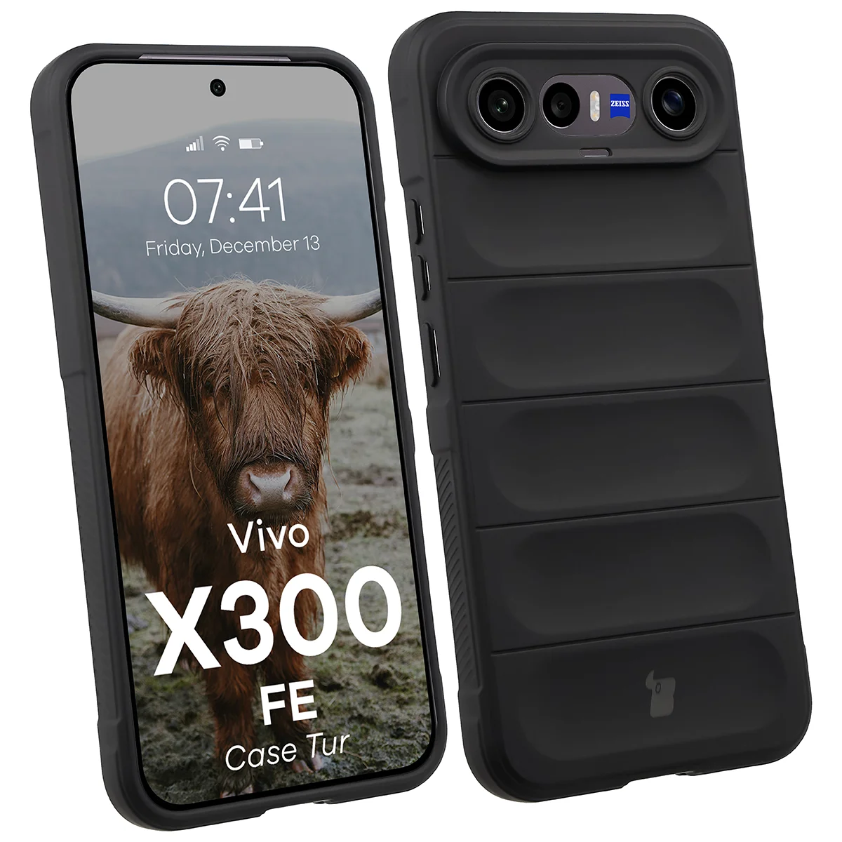 Robuste Handyhülle für Vivo X300 FE, Bizon Case Tur, Schwarz