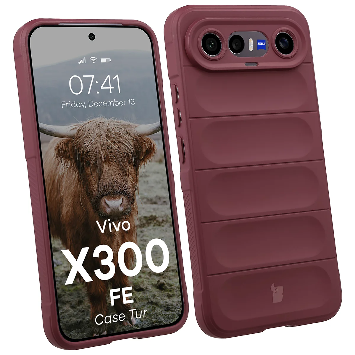 Robuste Handyhülle für Vivo X300 FE, Bizon Case Tur, Burgunderrot