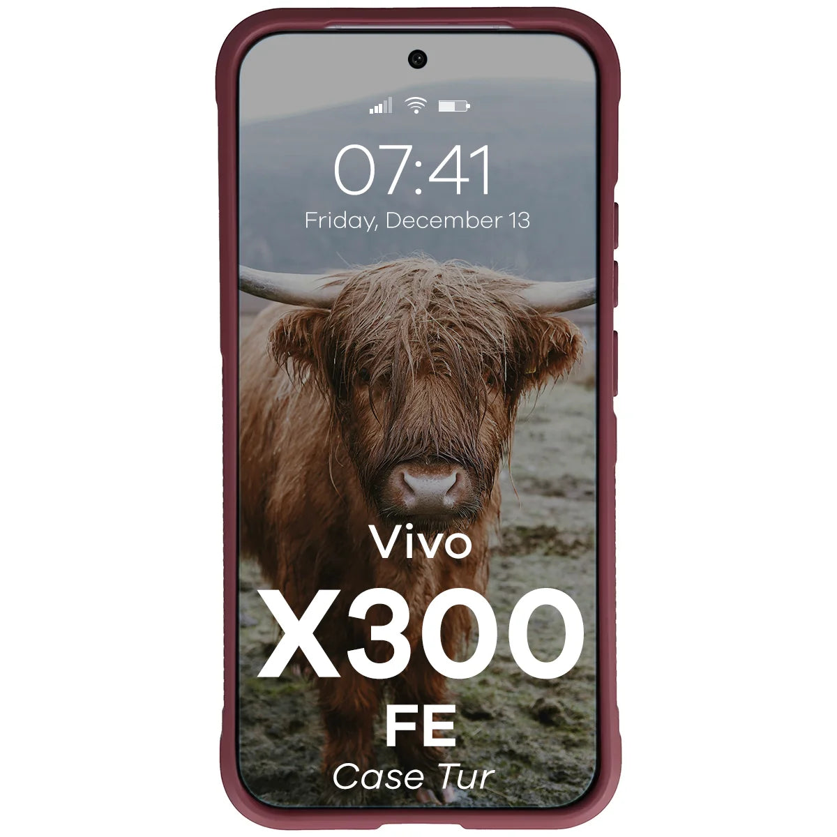 Robuste Handyhülle für Vivo X300 FE, Bizon Case Tur, Burgunderrot