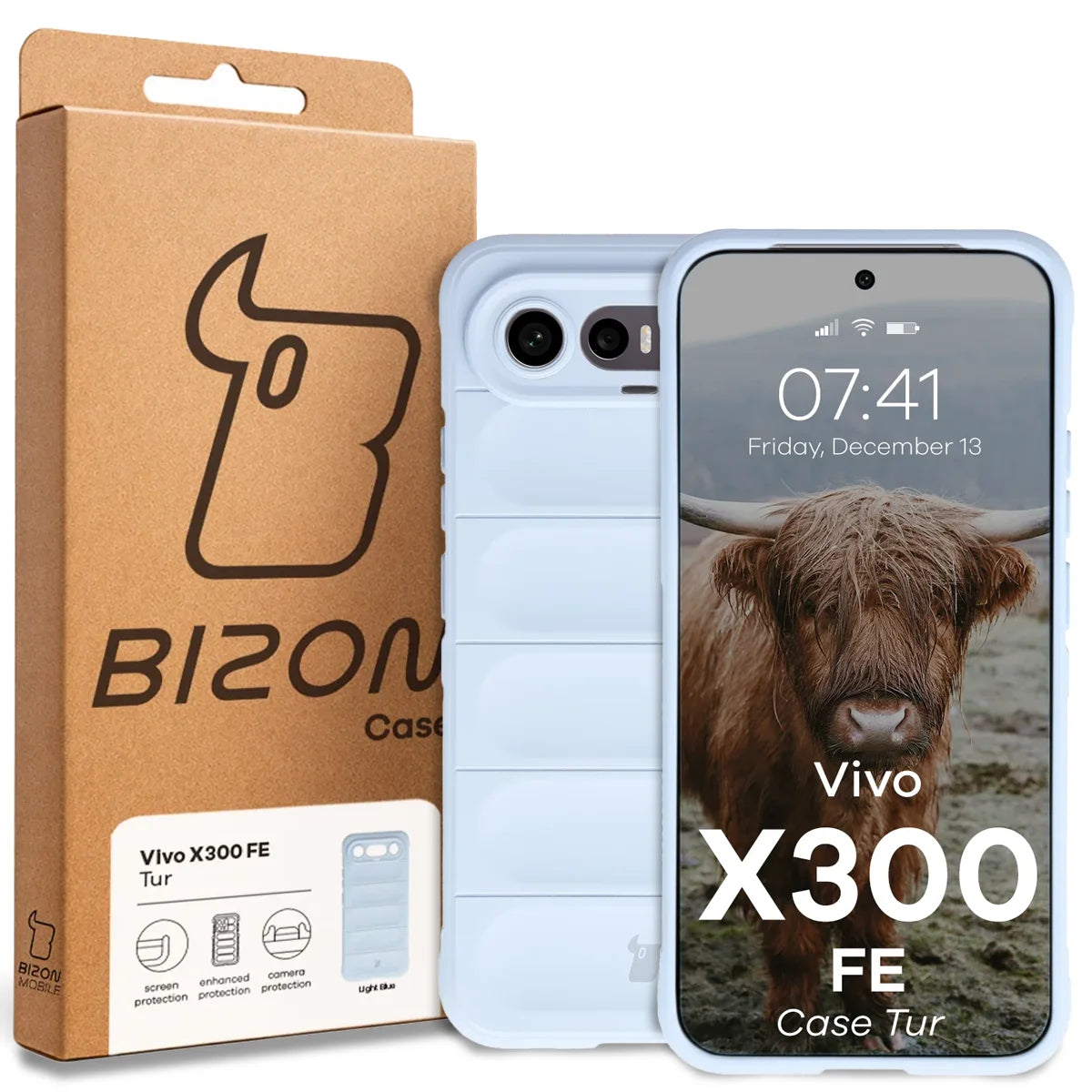 Robuste Handyhülle für Vivo X300 FE, Bizon Case Tur, Hellblau