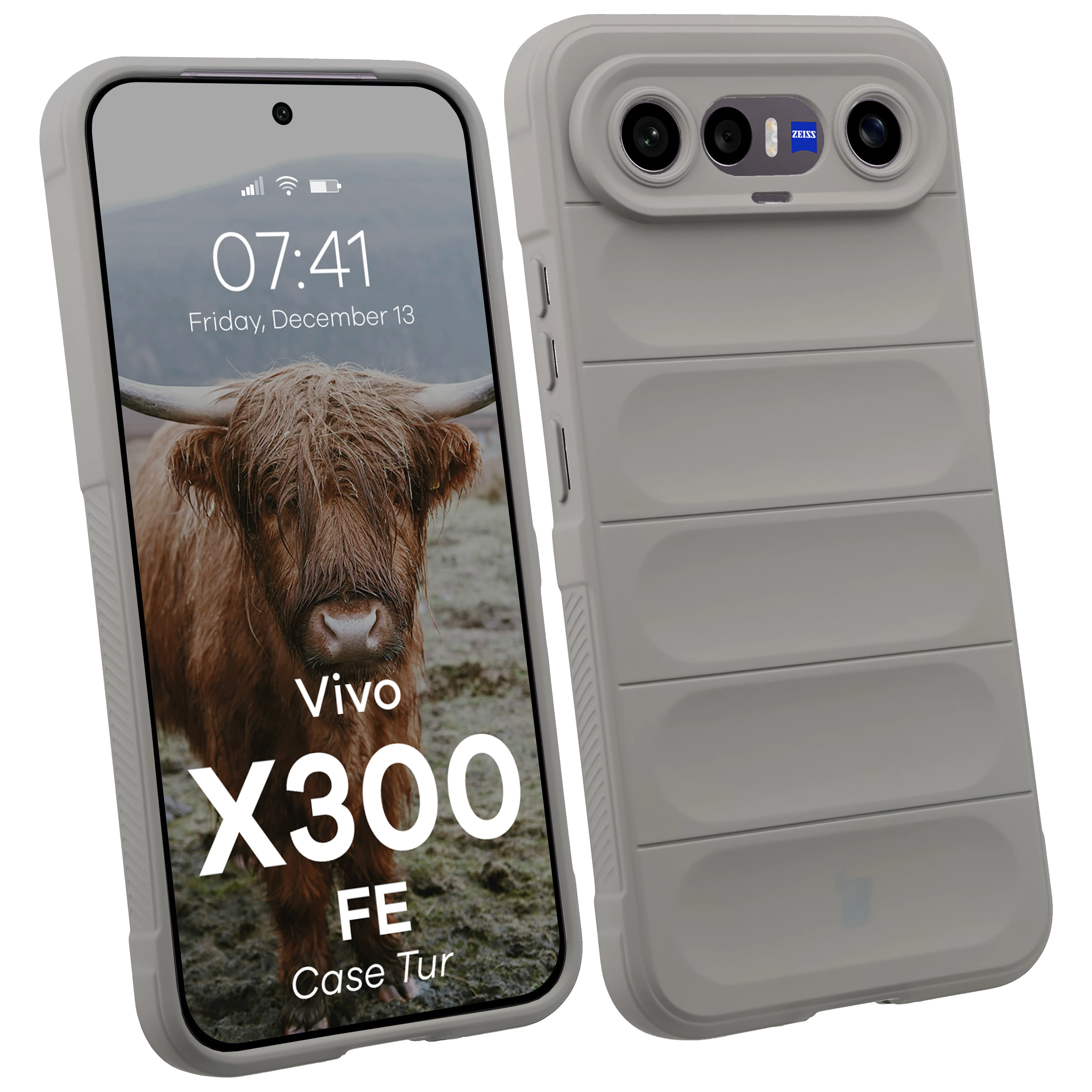 Robuste Handyhülle für Vivo X300 FE, Bizon Case Tur, Hellgrau