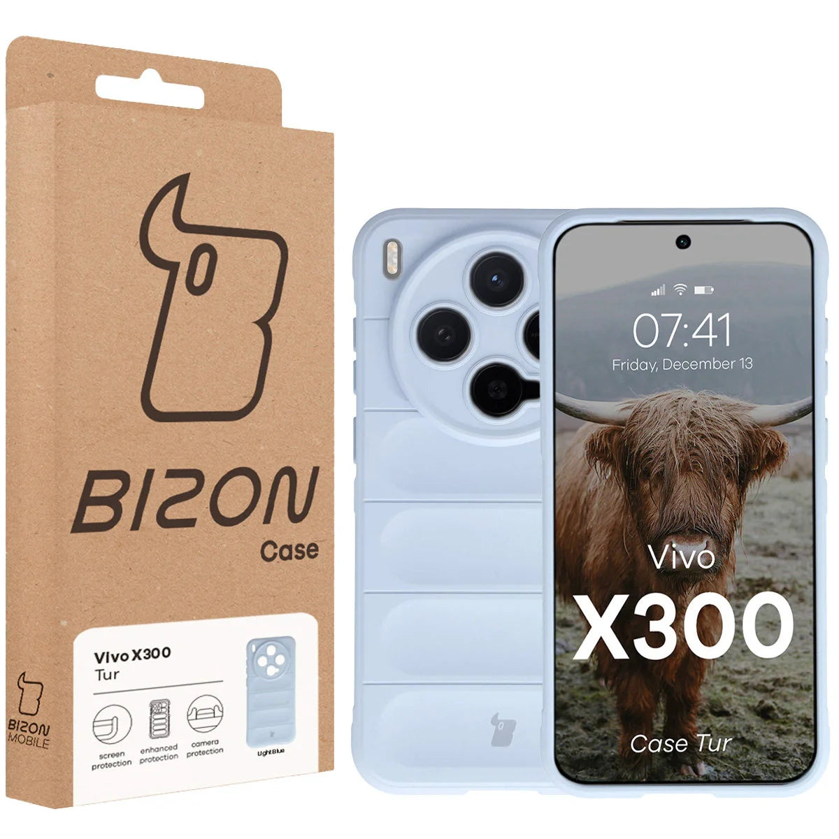 Robuste Handyhülle für Vivo X300, Bizon Case Tur, Hellblau