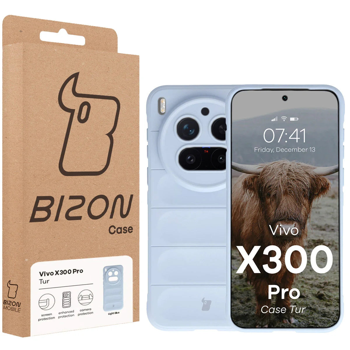 Robuste Handyhülle für Vivo X300 Pro, Bizon Case Tur, Hellblau