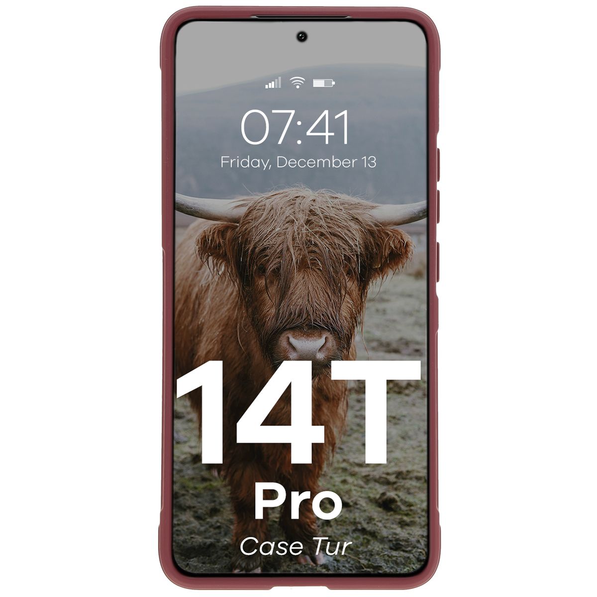 Robuste Handyhülle für Xiaomi 14T Pro, Bizon Case Tur, Burgunderrot