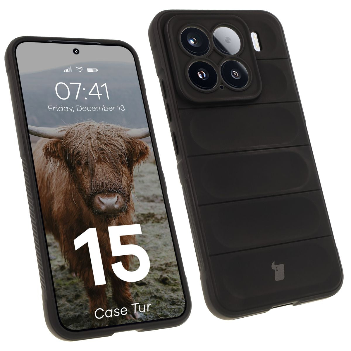 Robuste Handyhülle für Xiaomi 15, Bizon Case Tur, Schwarz