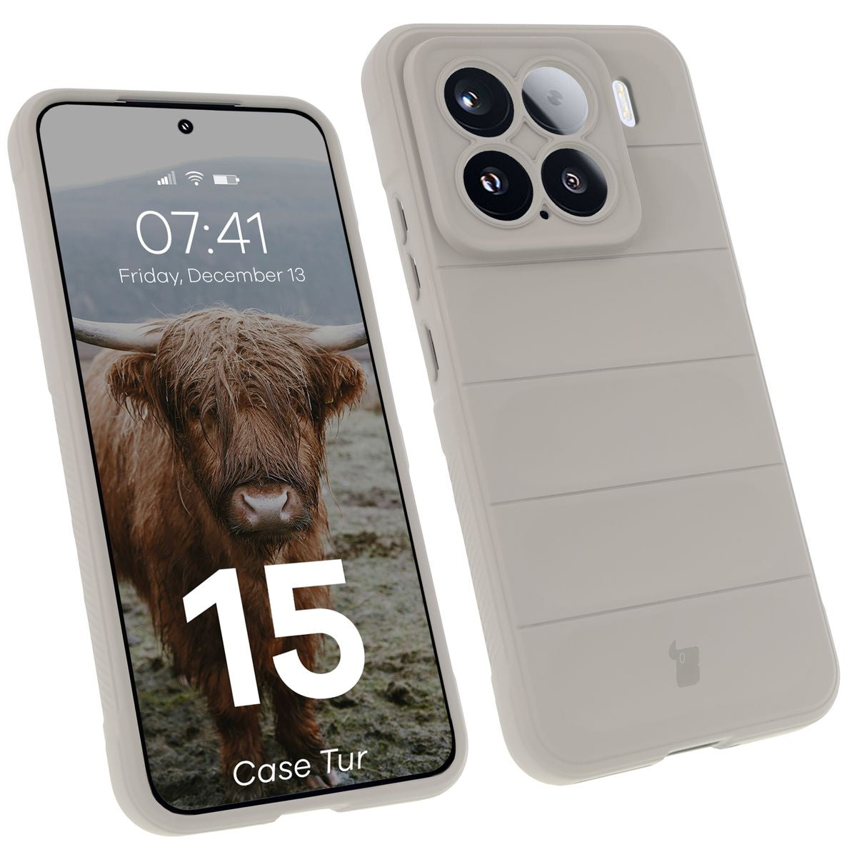 Robuste Handyhülle für Xiaomi 15, Bizon Case Tur, Hellgrau