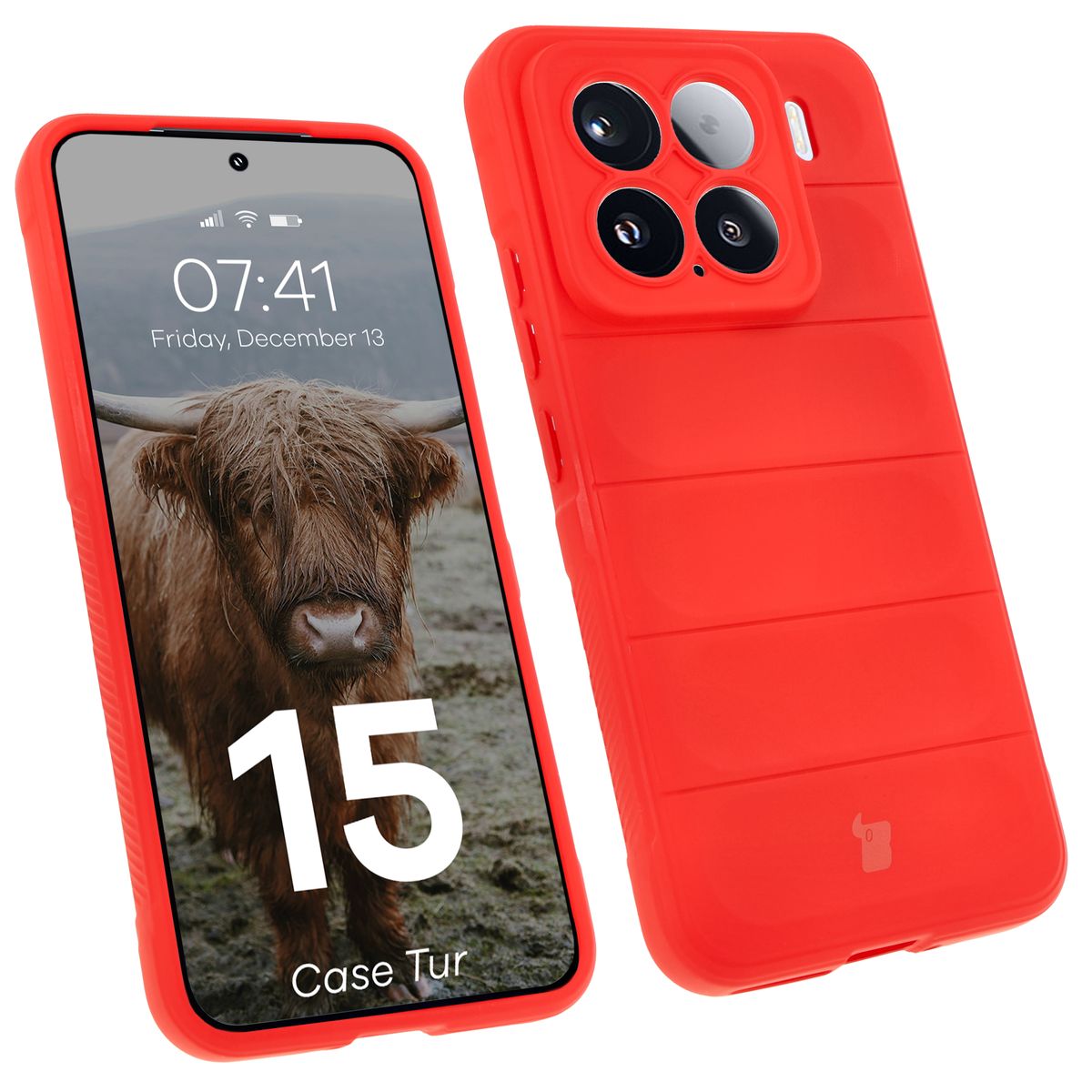 Robuste Handyhülle für Xiaomi 15, Bizon Case Tur, Rot