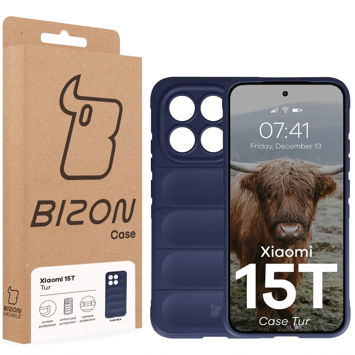 Robuste Handyhülle für Xiaomi 15T, Bizon Case Tur, Dunkelblau