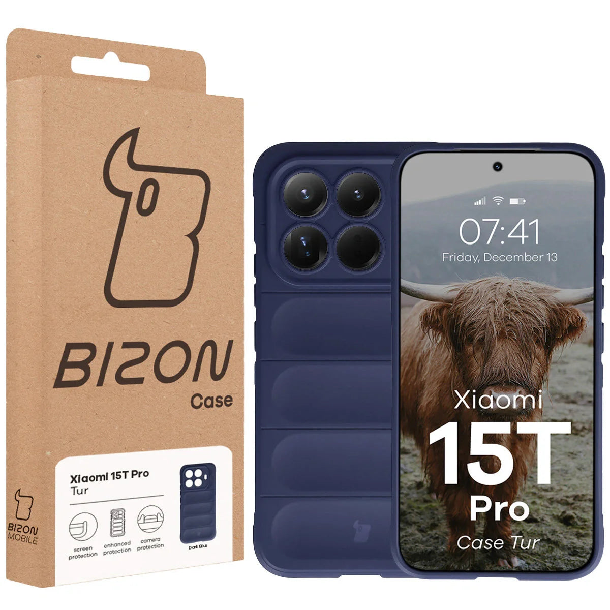 Robuste Handyhülle für Xiaomi 15T Pro, Bizon Case Tur, Dunkelblau
