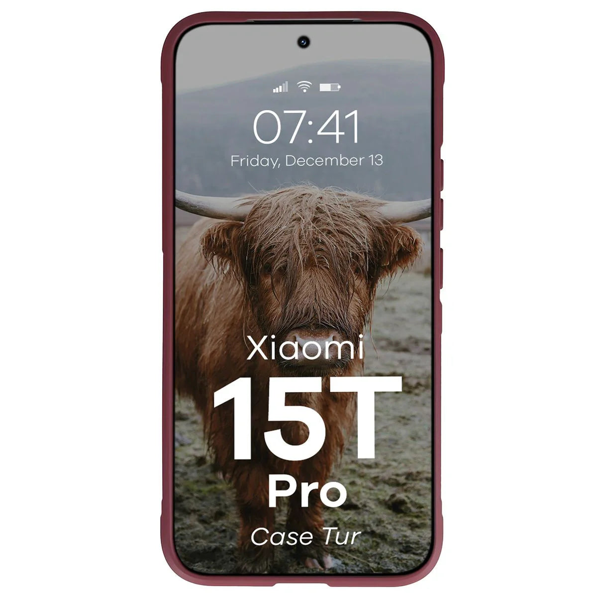 Robuste Handyhülle für Xiaomi 15T Pro, Bizon Case Tur, Burgunderrot