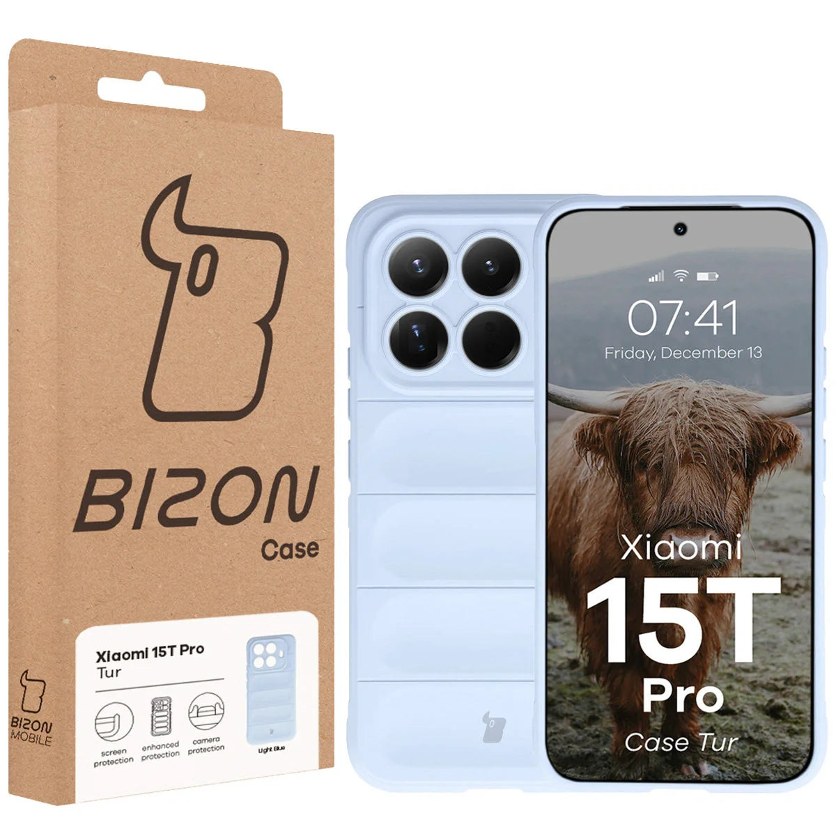Robuste Handyhülle für Xiaomi 15T Pro, Bizon Case Tur, Hellblau