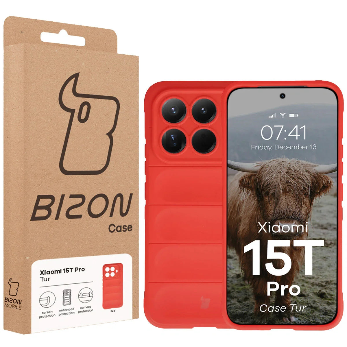 Robuste Handyhülle für Xiaomi 15T Pro, Bizon Case Tur, Rot