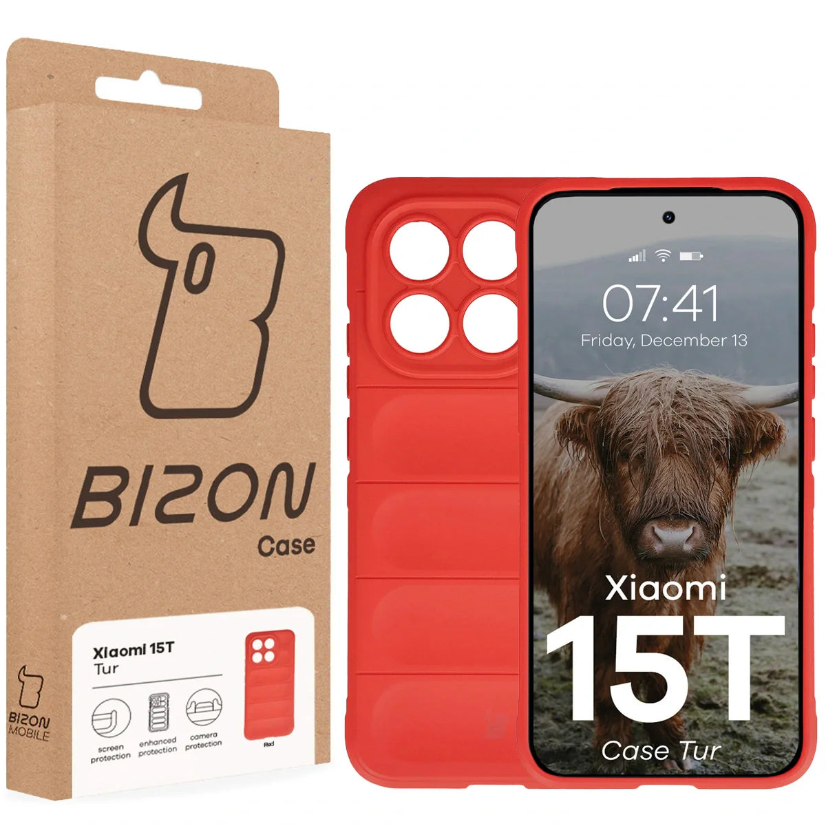 Robuste Handyhülle für Xiaomi 15T, Bizon Case Tur, Rot