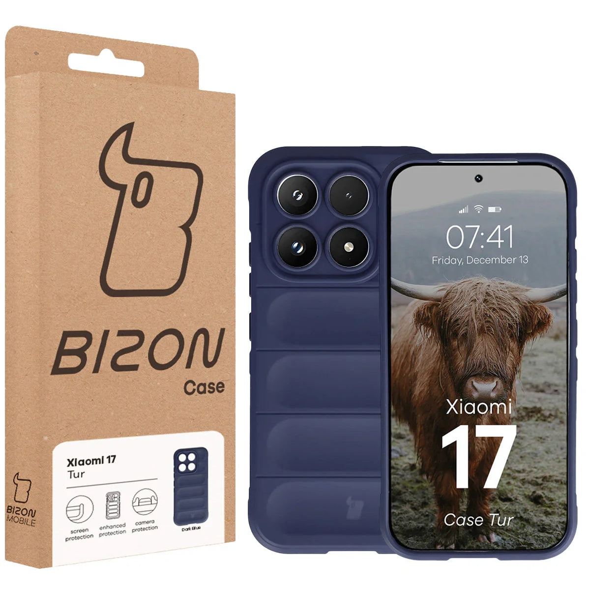 Robuste Handyhülle für Xiaomi 17, Bizon Case Tur, Dunkelblau