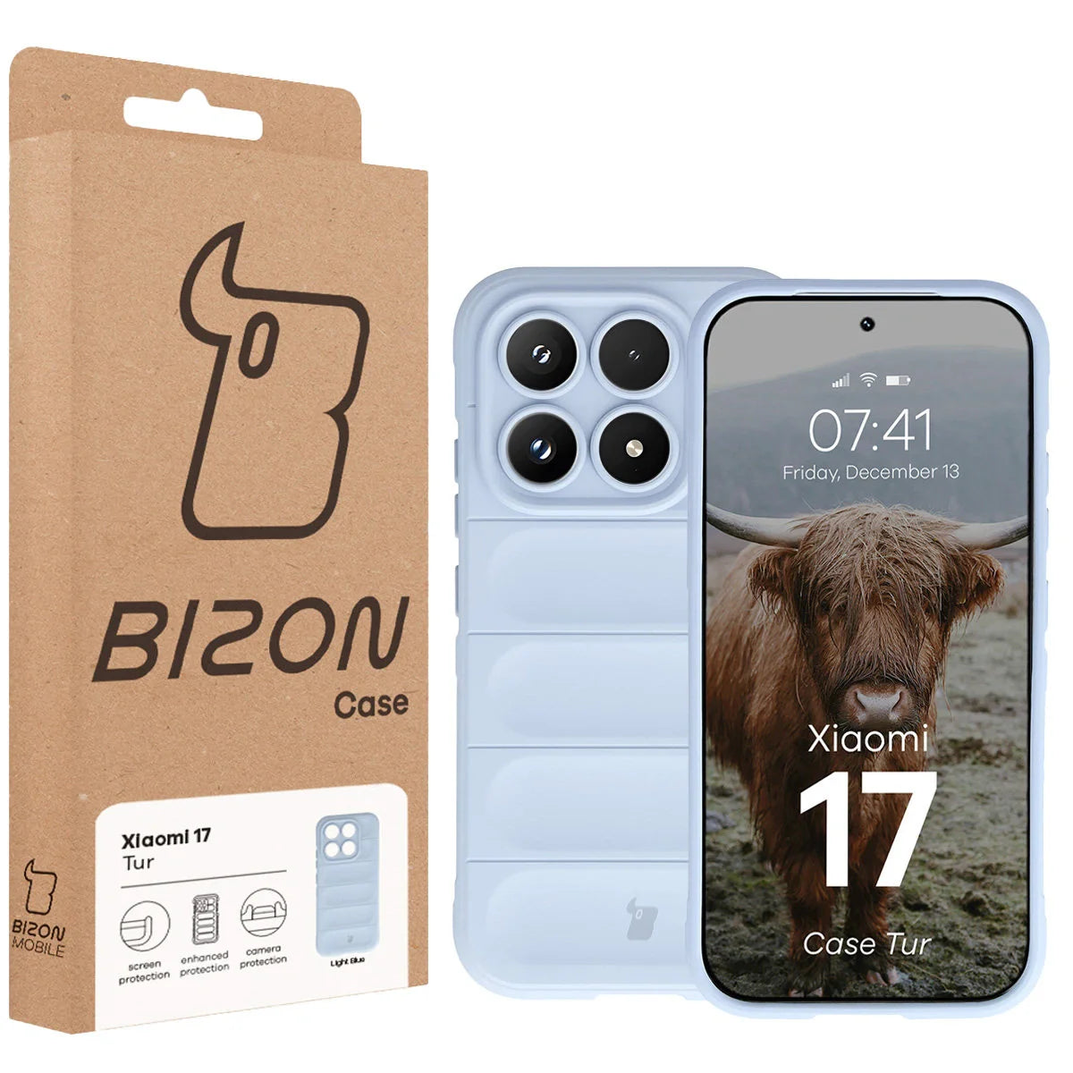 Robuste Handyhülle für Xiaomi 17, Bizon Case Tur, Hellblau