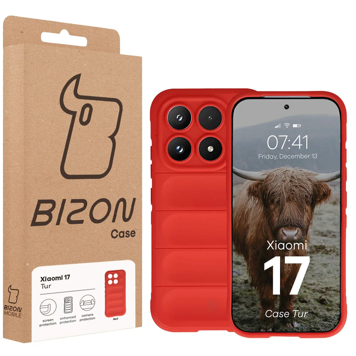 Robuste Handyhülle für Xiaomi 17, Bizon Case Tur, Rot