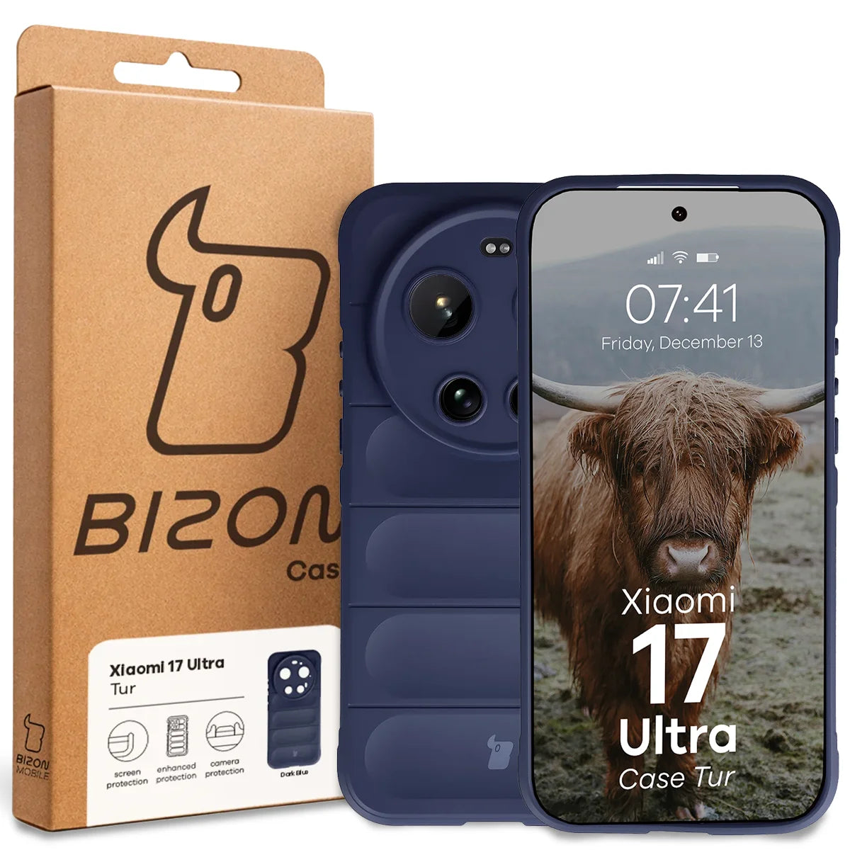 Robuste Handyhülle für Xiaomi 17 Ultra, Bizon Case Tur, Dunkelblau