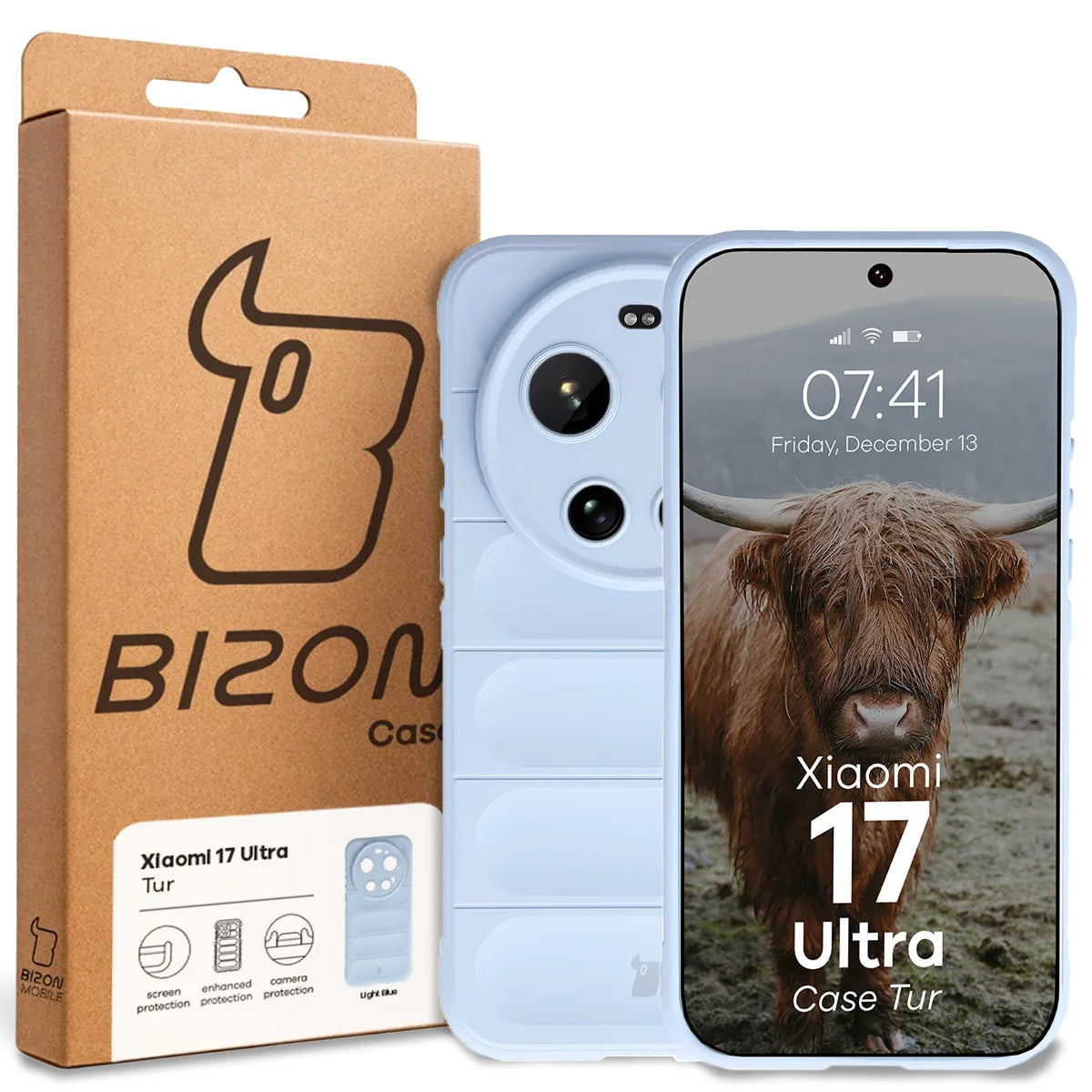 Robuste Handyhülle für Xiaomi 17 Ultra, Bizon Case Tur, Hellblau